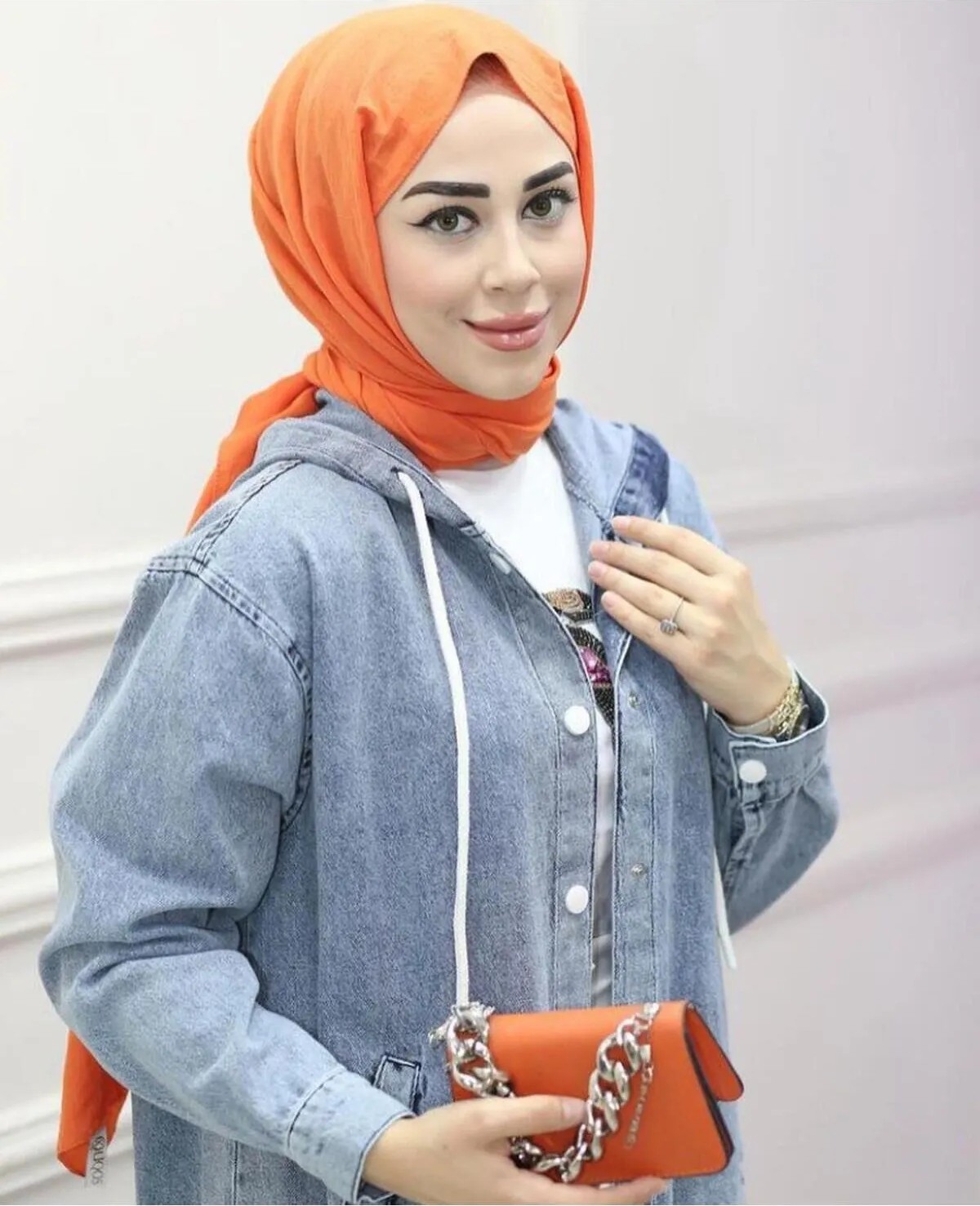 Harman Butik Kadın Kapüşonlu Uzun Kot Ceket görsel 5