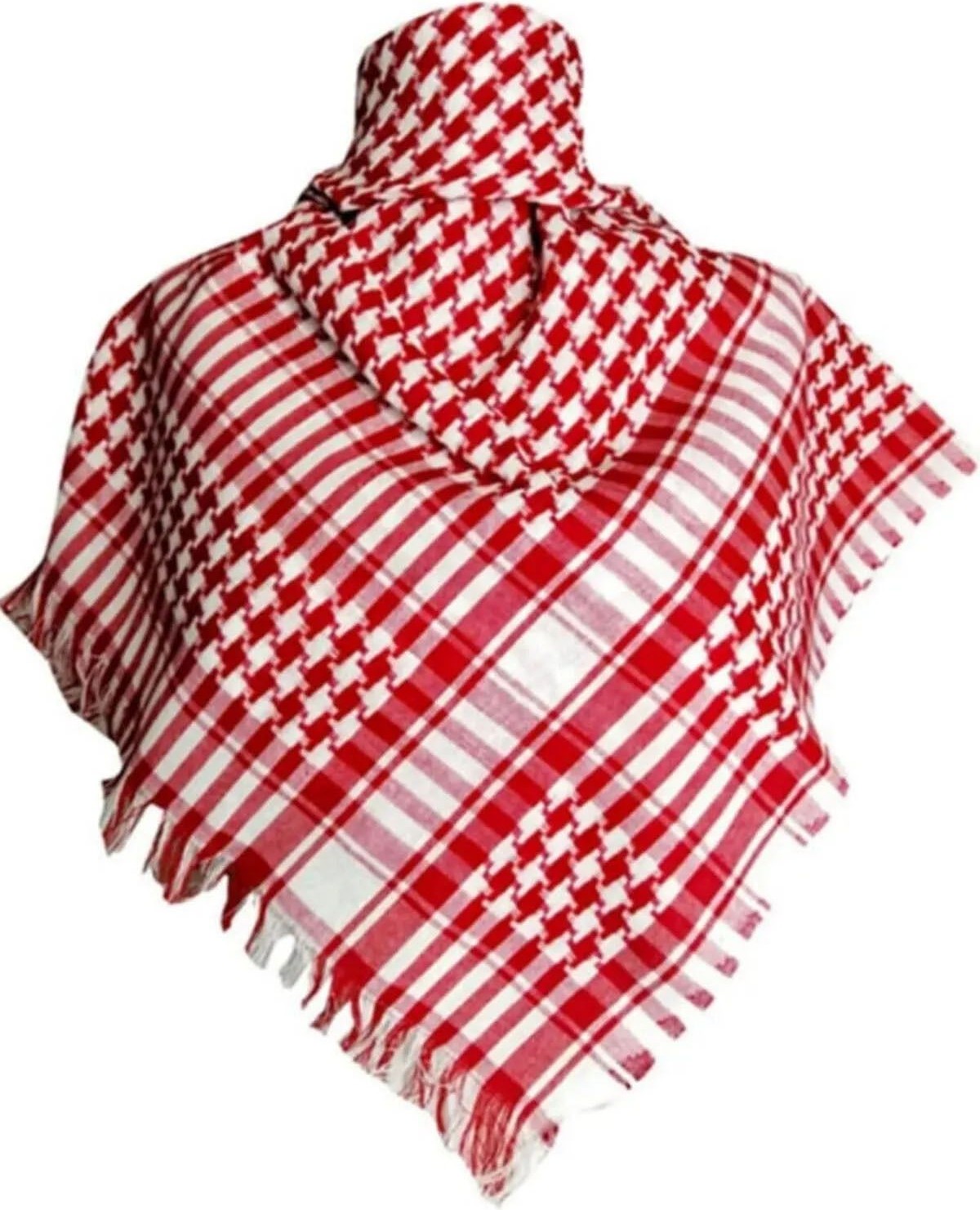 Belifanti Collection Pamuklu Puşi Kırmızı Beyaz Otantik Kefiye Şal Büyük Boy görsel 2