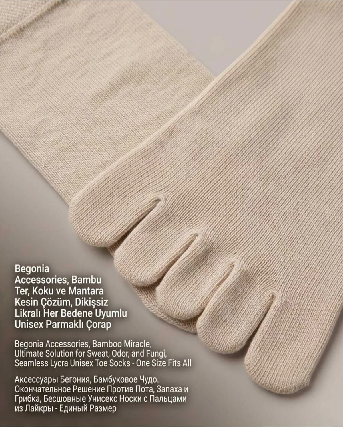 Begonia Accessories Bambu Parmaklı Çorap Dikişsiz Unisex Antialerjik Terleme ve Koku Karşıtı Likralı Esnek Çorap -278-2 görsel 4
