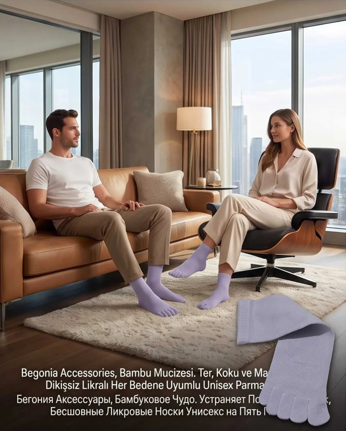 Begonia Accessories Bambu Parmaklı Çorap Dikişsiz Unisex Antialerjik Terleme ve Koku Karşıtı Likralı Esnek Çorap -278-3 görsel 2