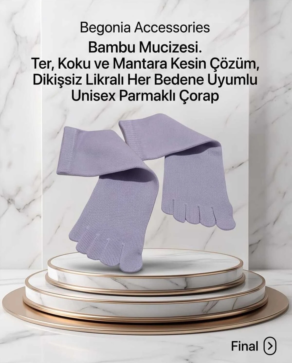 Begonia Accessories Bambu Parmaklı Çorap Dikişsiz Unisex Antialerjik Terleme ve Koku Karşıtı Likralı Esnek Çorap -278-3 görsel 4