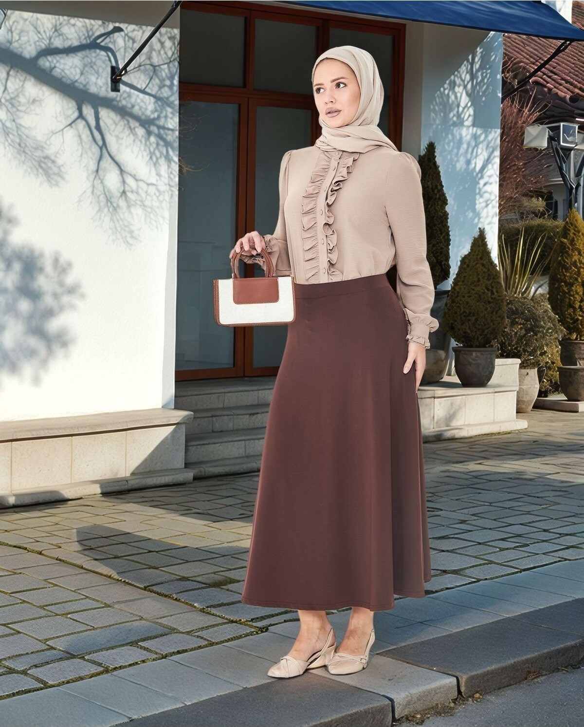 Lesa Wear Dökümlü Puf Kloş Tesettür Etek