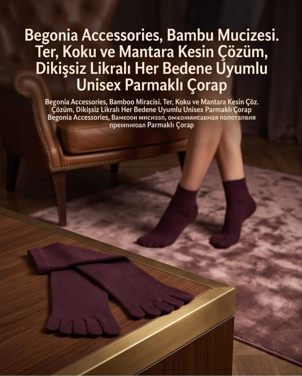Begonia Accessories Bambu Parmaklı Çorap Dikişsiz Unisex Antialerjik Terleme ve Koku Karşıtı Likralı Esnek Çorap -278-1 görsel 5