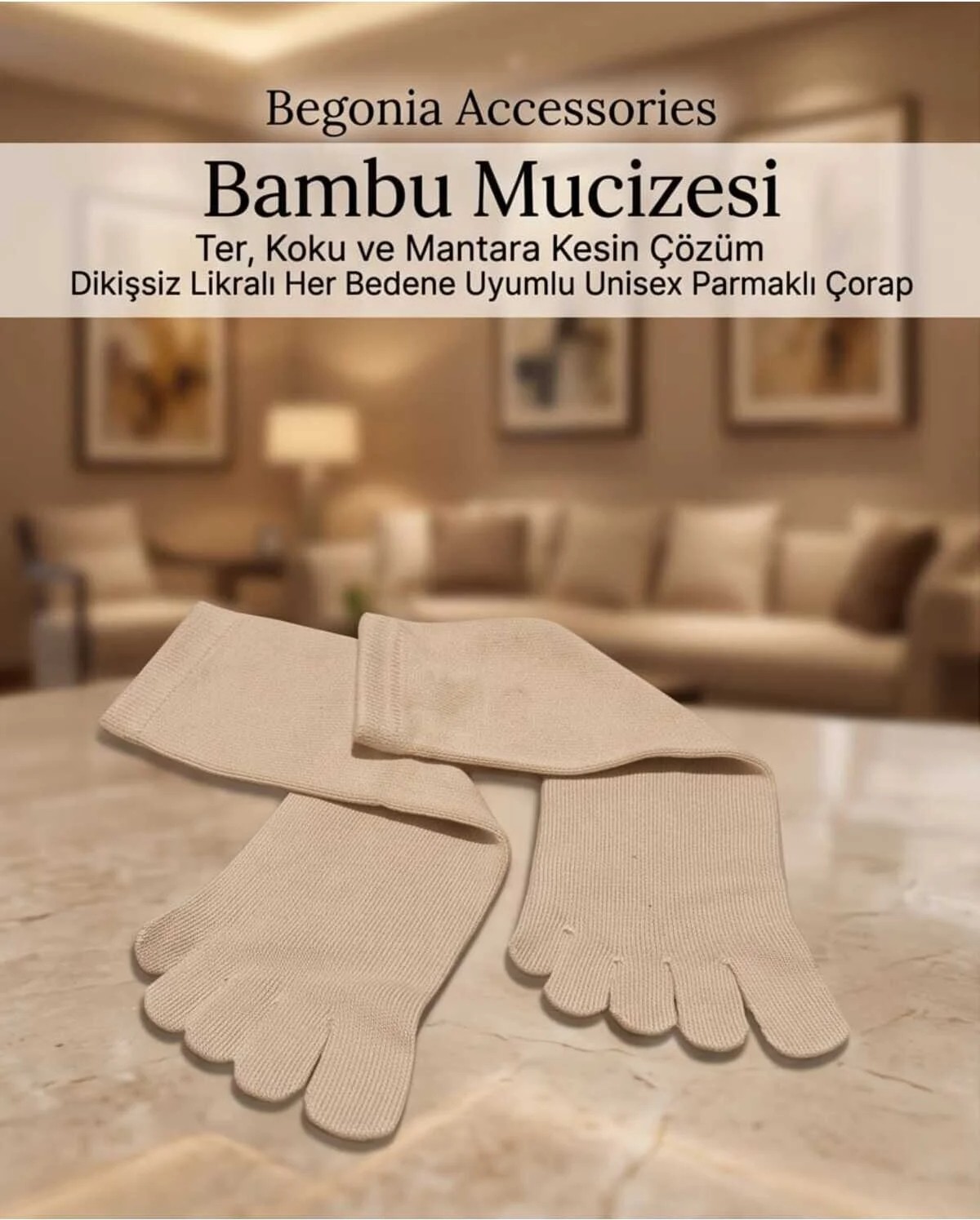 Begonia Accessories Bambu Parmaklı Çorap Dikişsiz Unisex Antialerjik Terleme ve Koku Karşıtı Likralı Esnek Çorap -278-2 görsel 7