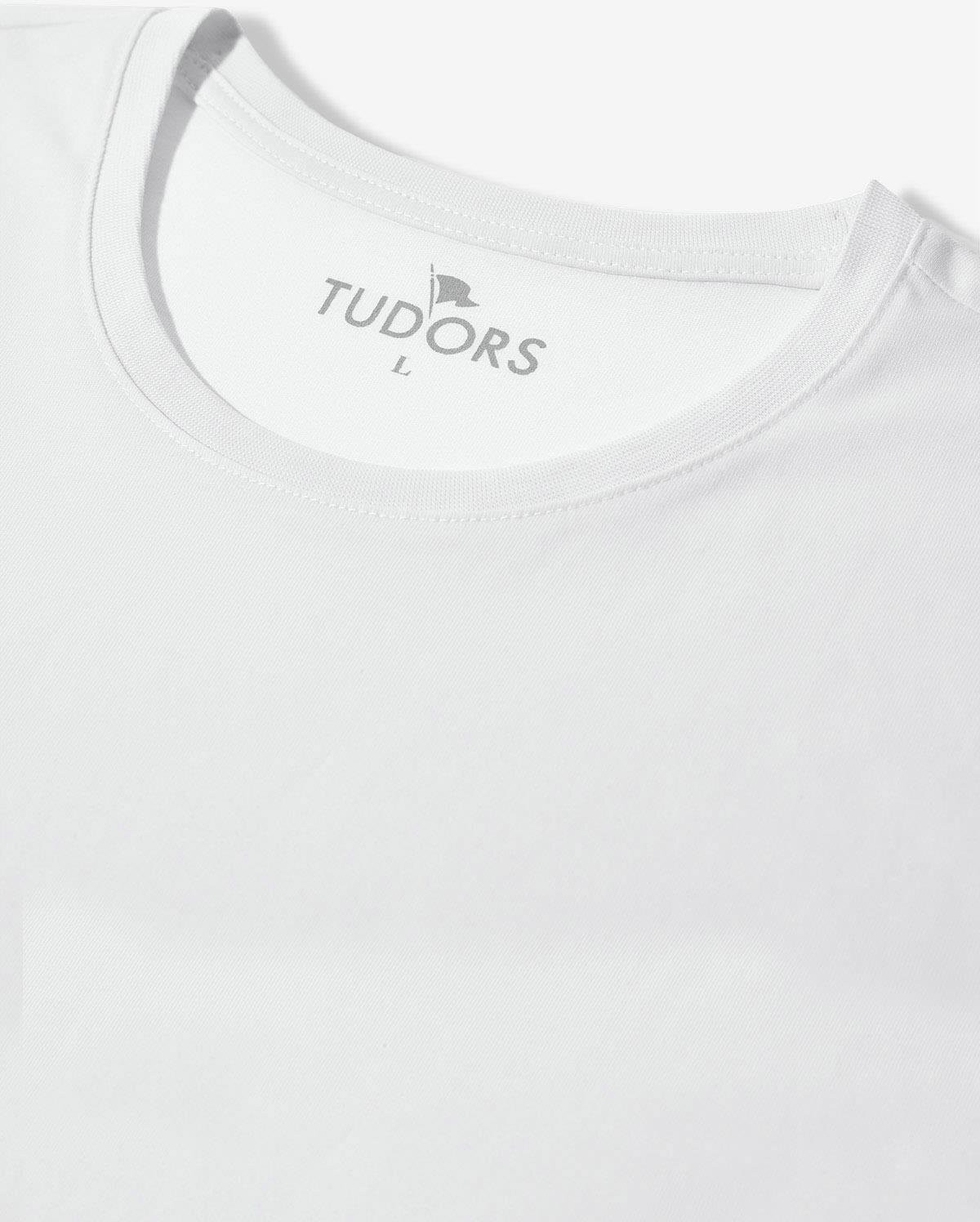 Tudors Unisex 3'lü Paket Siyah-Beyaz-Taş Rengi Slim Fit Dar Kesim %100 Pamuk Bisiklet Yaka Tişört görsel 3