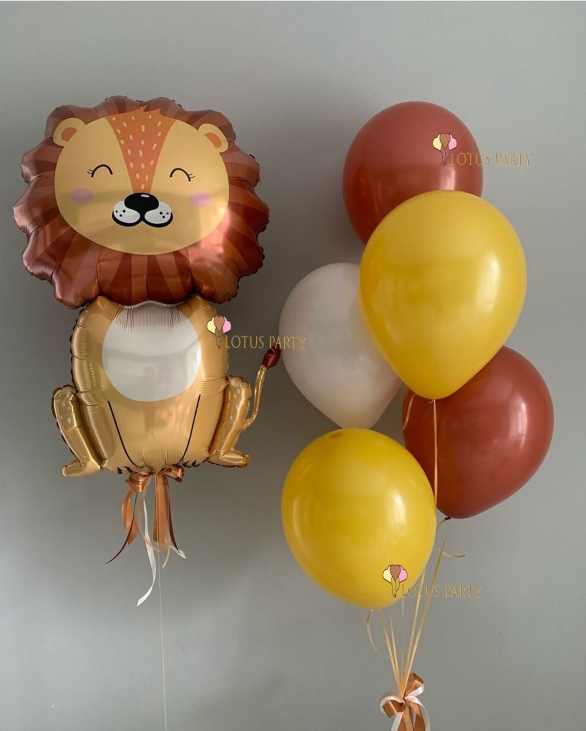Feyza Design Sevimli Aslan Folyo Balon Set - Sarı ve Beyaz Renkli Parti Malzemeleri
