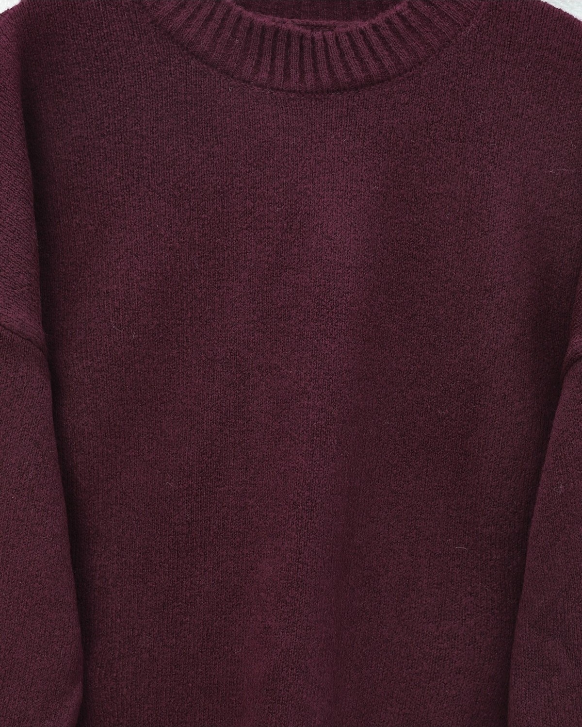 Moda Morfo Yarım Boğazlı Salaş Triko Kazak -Bordo görsel 5