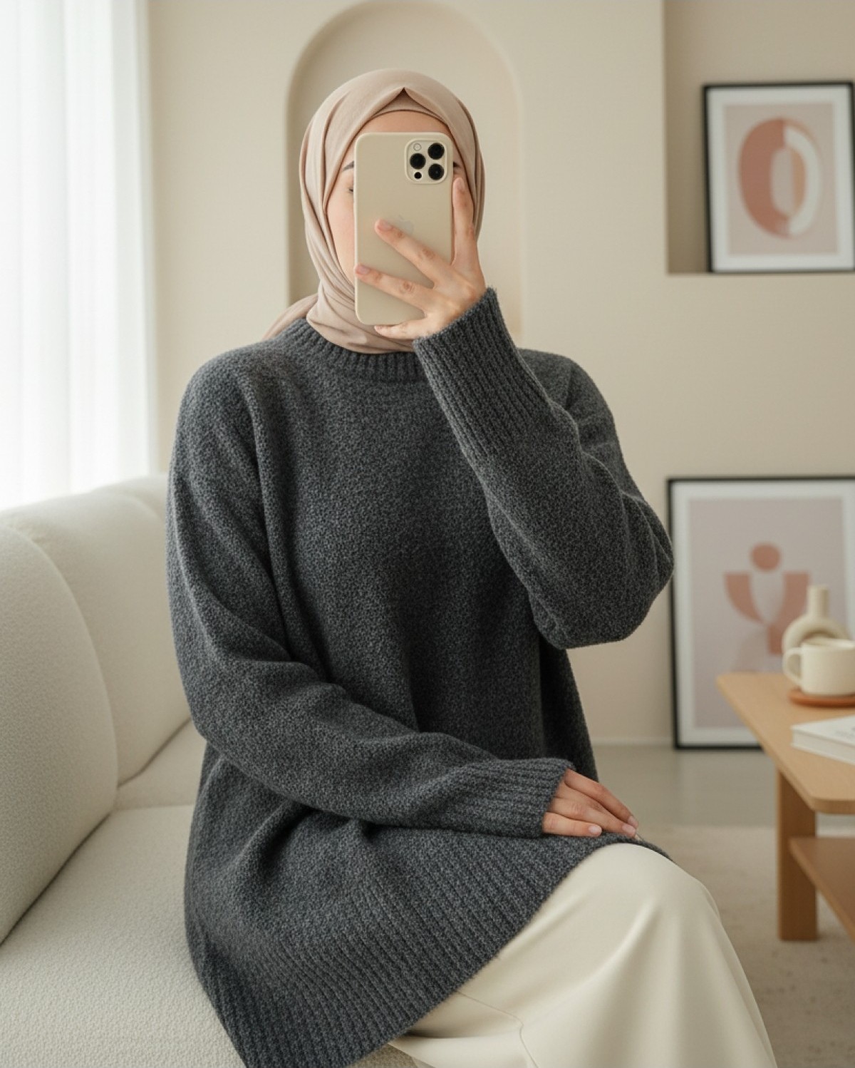 Moda Morfo Yuvarlak Yaka Salaş Yumoş Triko Kazak -Bordo görsel 7