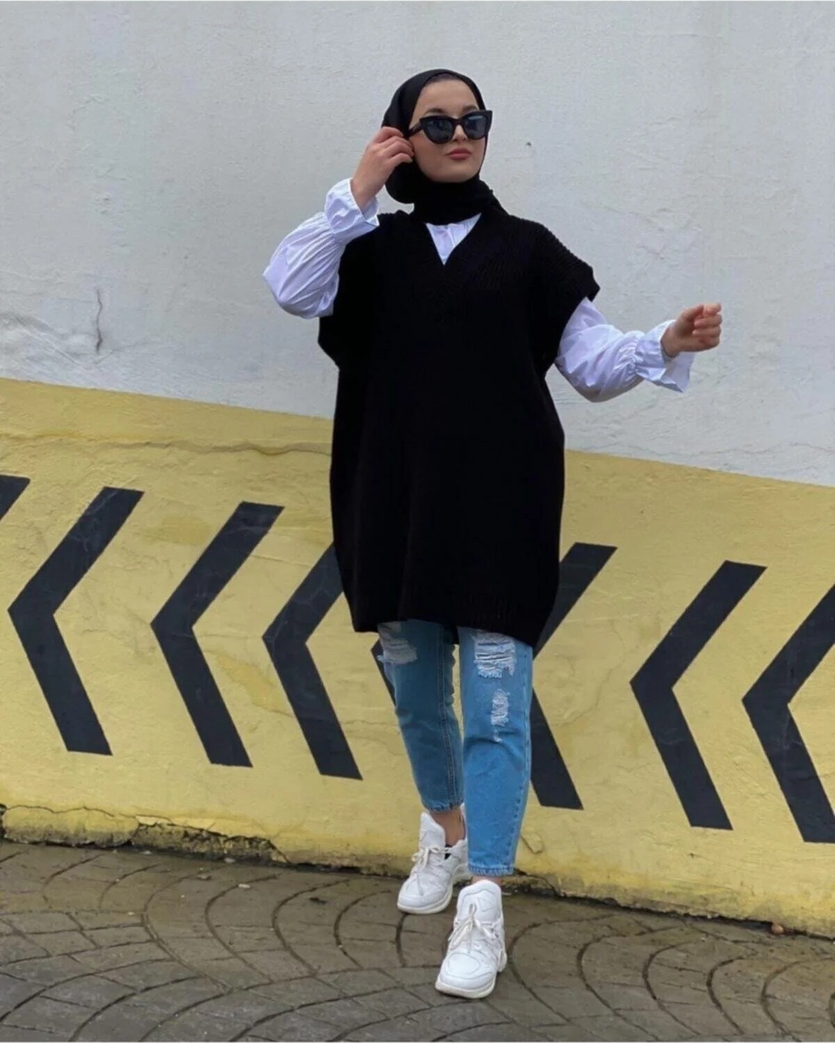 Zf Butik Kadın Triko Süveter Siyah Salaş Kesim Uzun 98 cm görsel 3