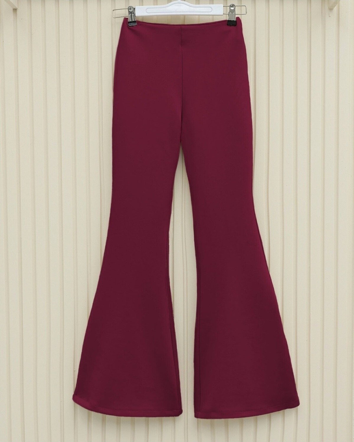 Moda Morfo İspanyol Paça Scuba Pantolon -Bordo
