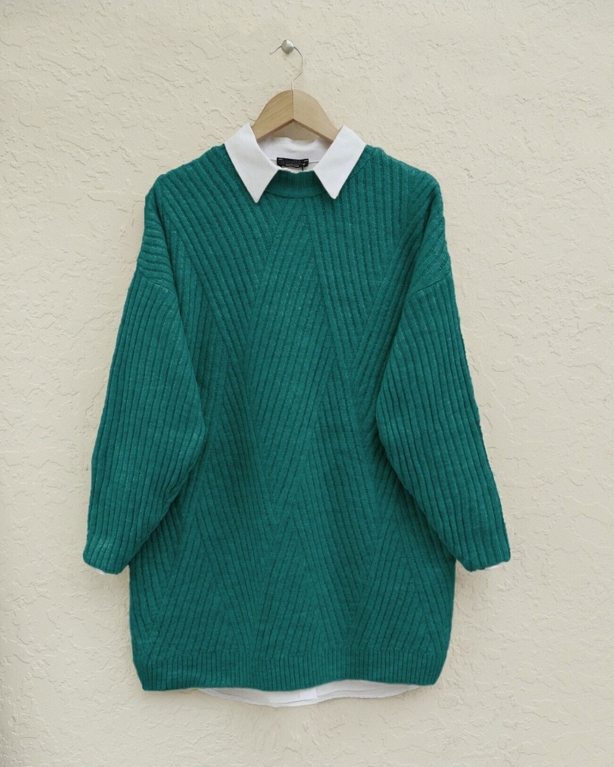 Moda Morfo Yürütme Örgü Baklava Desenli Triko Tunik -Siyah