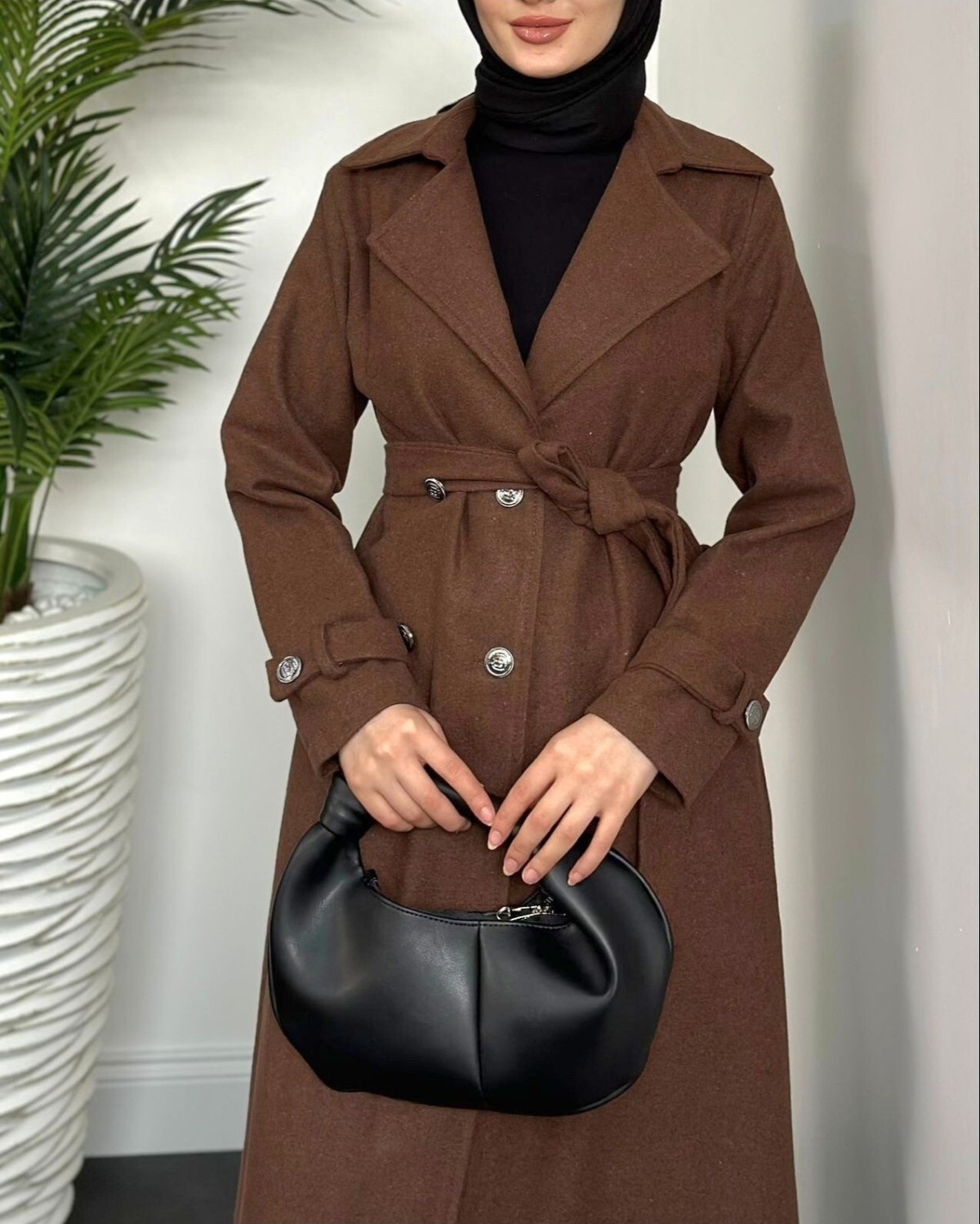 Moda Morfo Kruvaze Yaka Düğmeli Kaşe Kap -Laci görsel 6