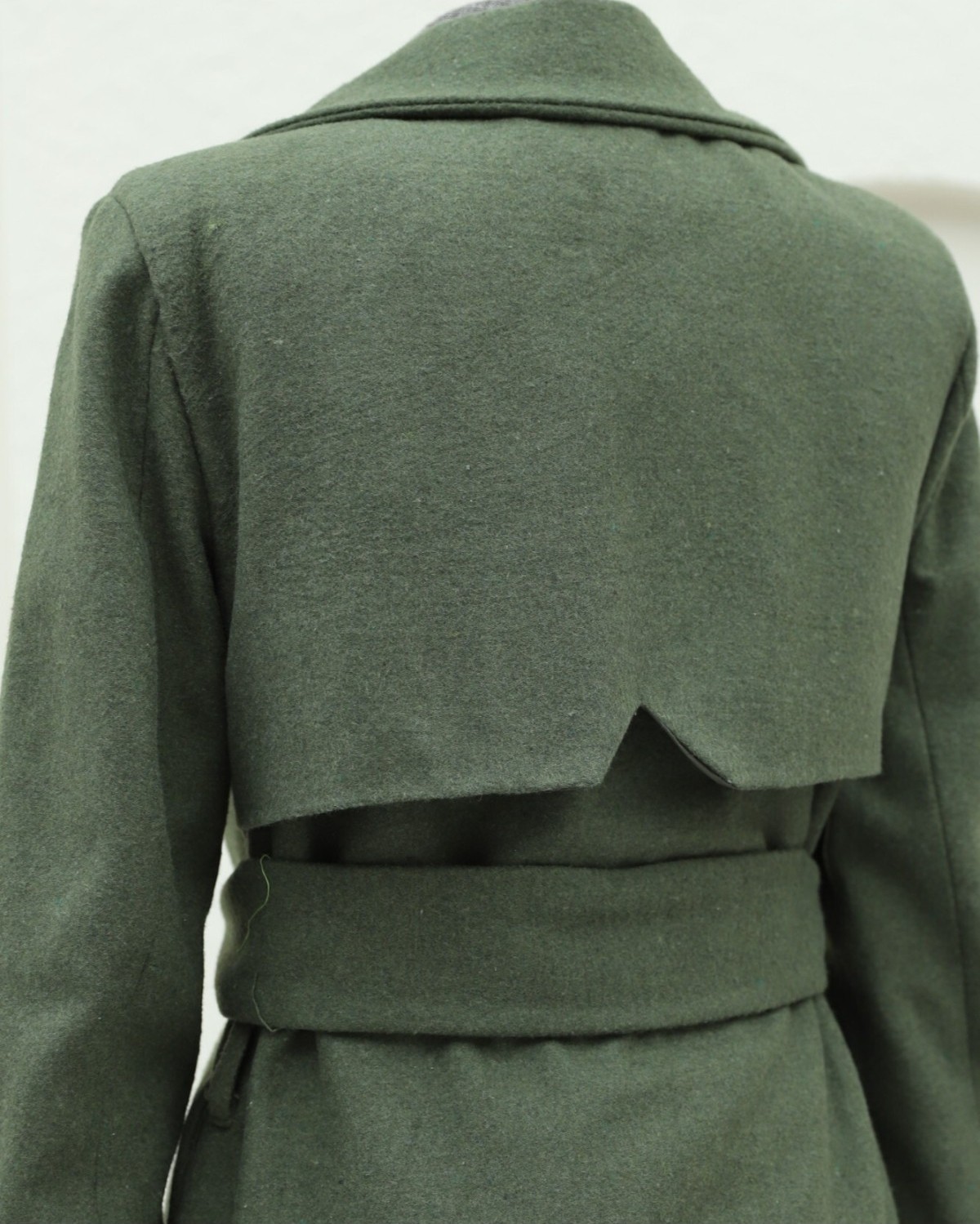 Moda Morfo Arkası Bolero Detaylı Kemerli Kaşe Kaban -Haki görsel 5