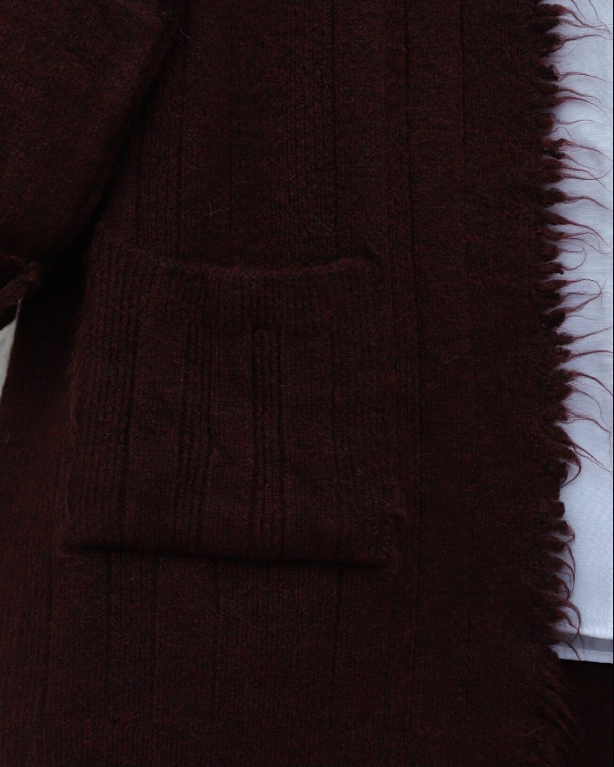Moda Morfo Püskül Detaylı Cepli Triko Hırka -Bordo görsel 3
