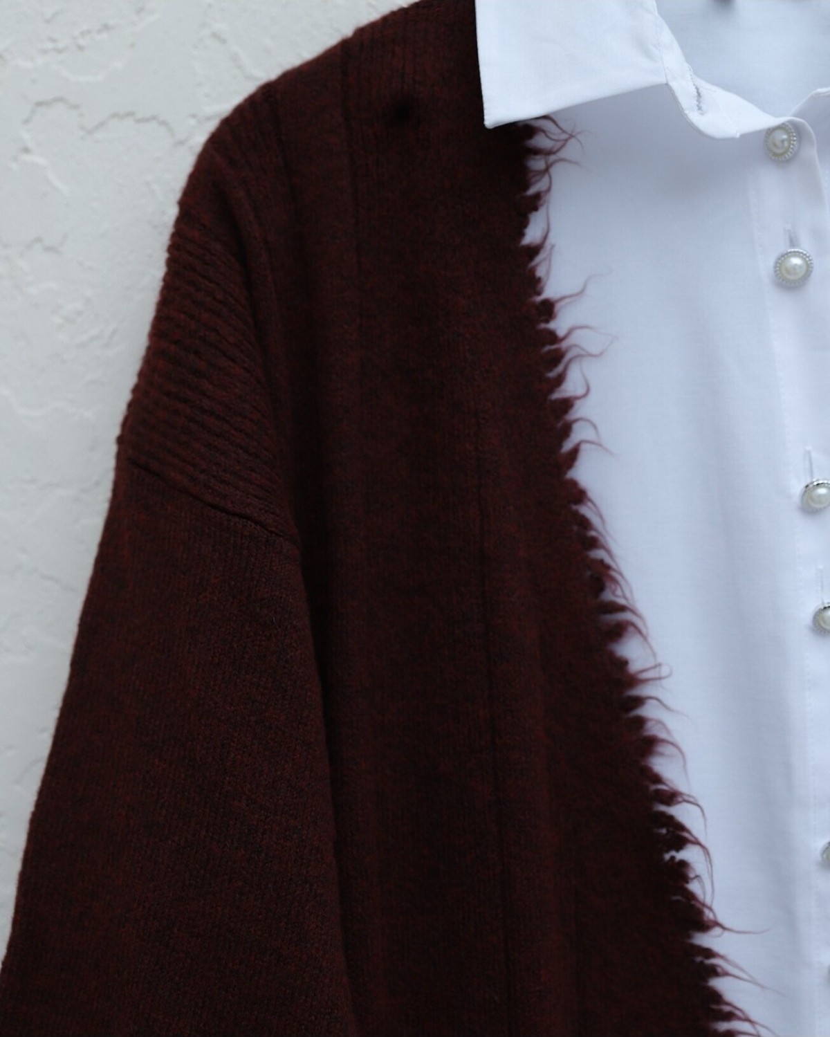 Moda Morfo Püskül Detaylı Cepli Triko Hırka -Bordo görsel 4