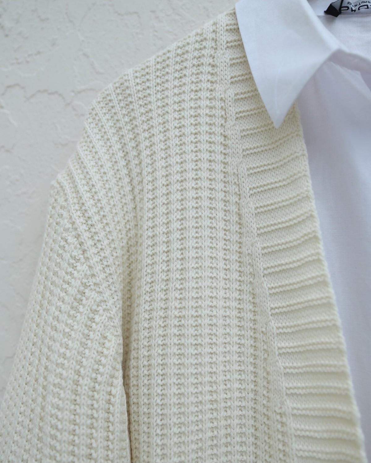 Moda Morfo Kolları Desenli Triko Hırka -Krem görsel 6
