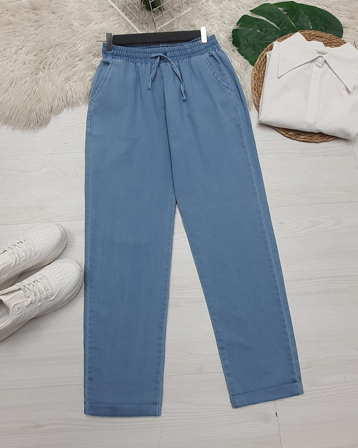Moda Morfo Duble Paça Yıkamalı Soft Kot Pantolon -Buz Mavi görsel 3