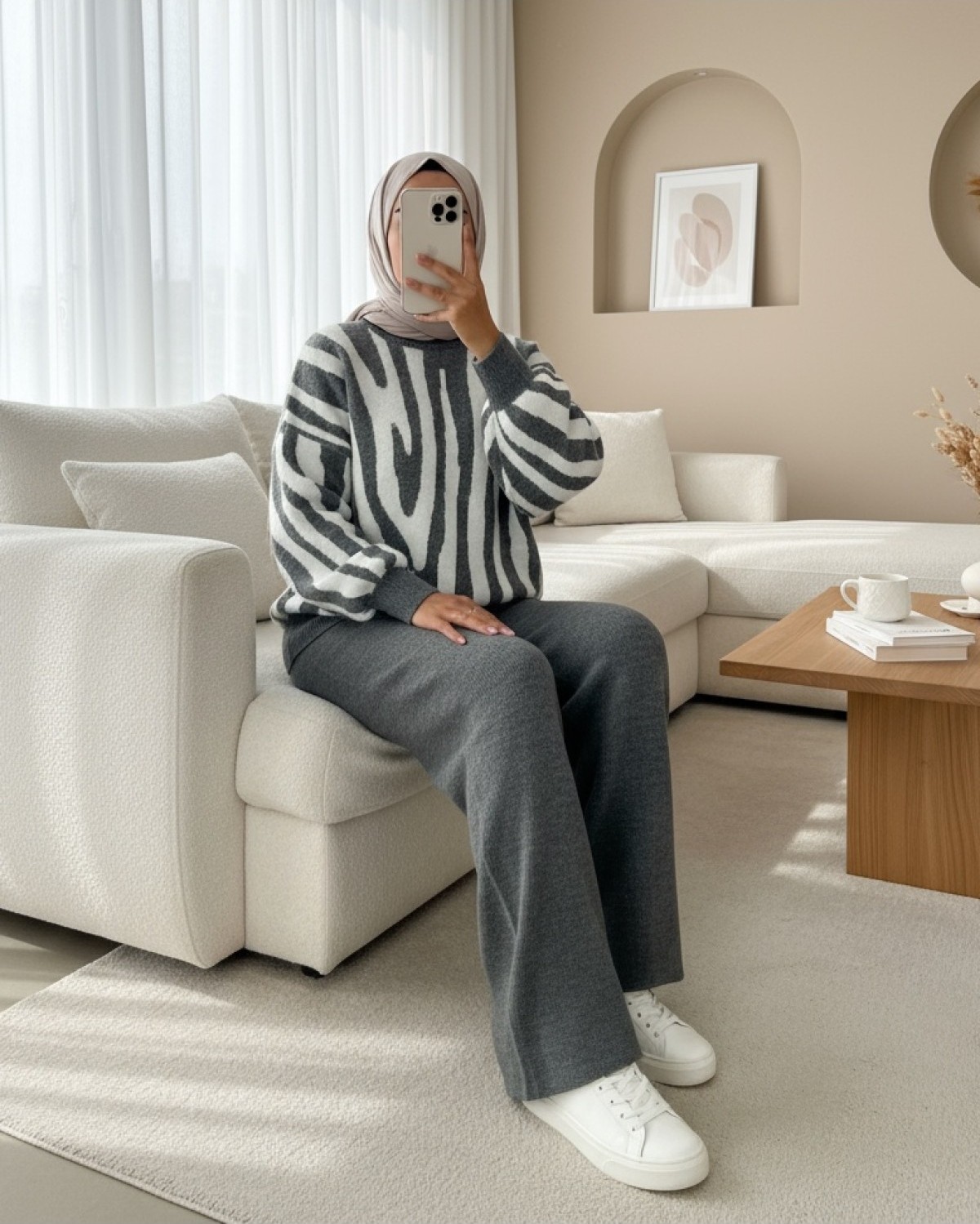 Moda Morfo Salaş Triko Pantolon -Siyah