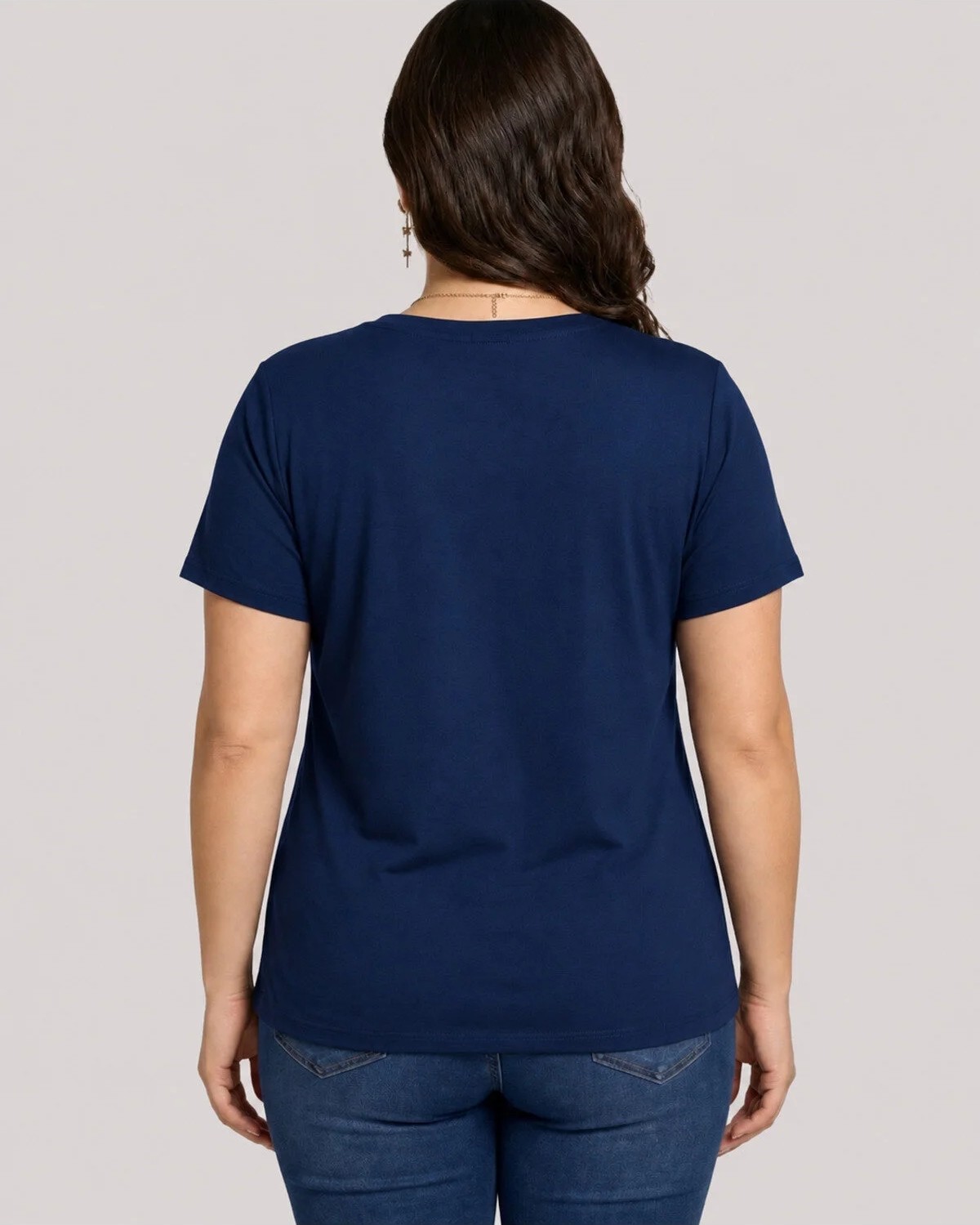 Curvy Trend Büyük Beden V Yaka Kısa Kol Geniş Etekli Bluz görsel 3