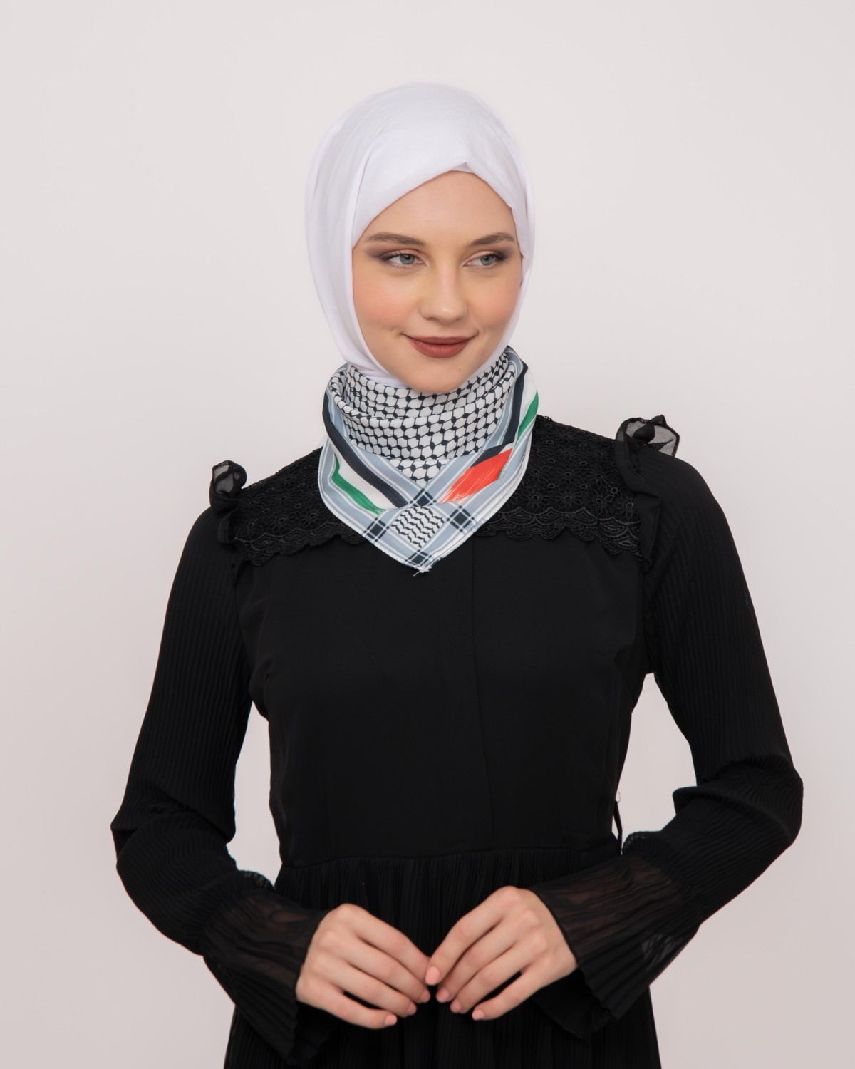 Zaytoon Fular Filistin Kefiye Bayrak Çizgili Kadın Şal Unisex Küçük 45x45 cm