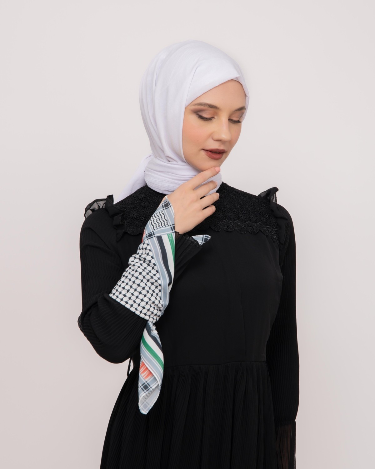 Zaytoon Fular Filistin Kefiye Bayrak Çizgili Kadın Şal Unisex Küçük 45x45 cm görsel 3