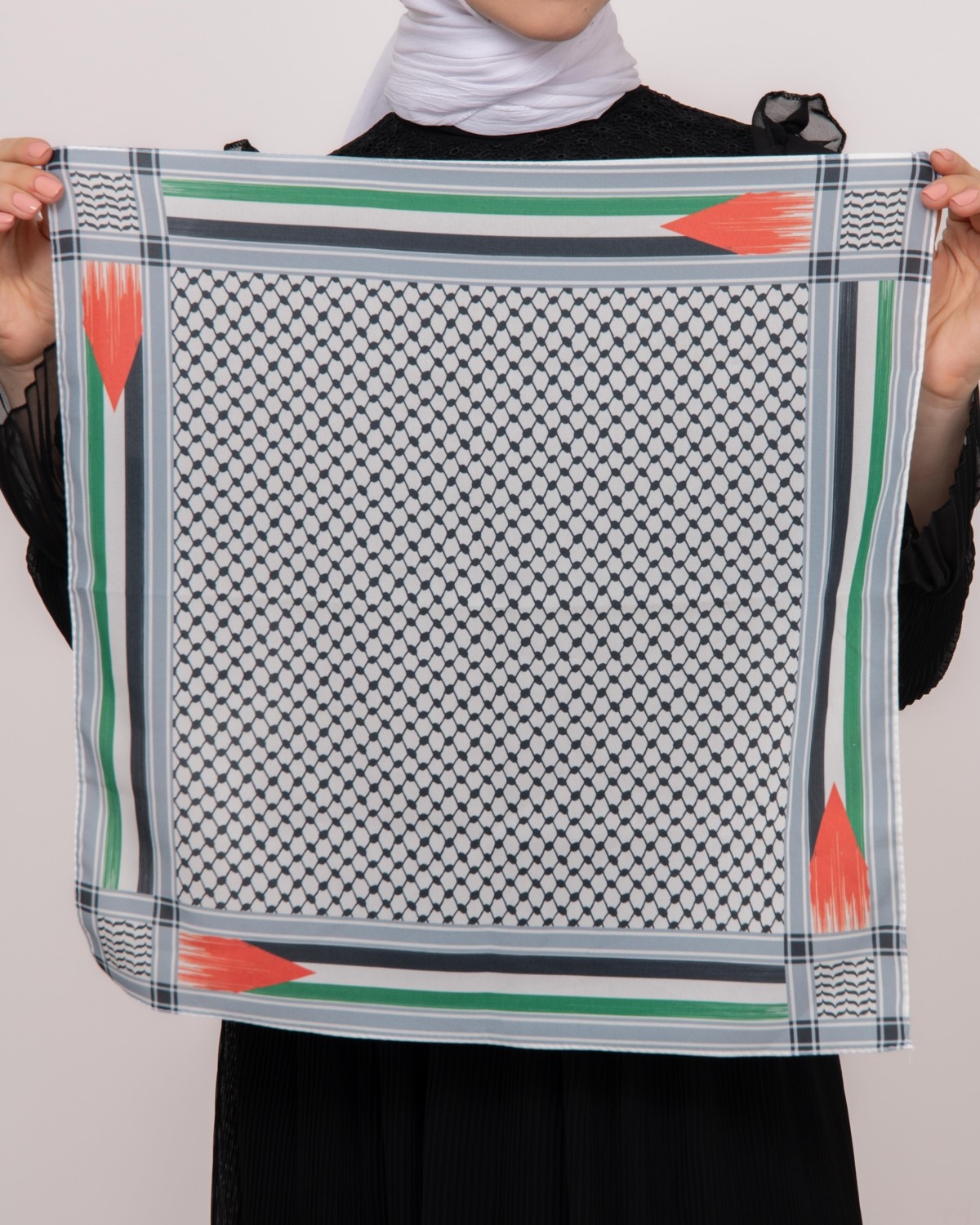 Zaytoon Fular Filistin Kefiye Bayrak Çizgili Kadın Şal Unisex Küçük 45x45 cm görsel 4