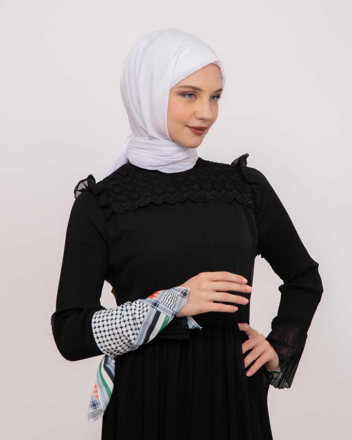 Zaytoon Fular Filistin Kefiye Bayrak Çizgili Kadın Şal Unisex Küçük 45x45 cm görsel 5