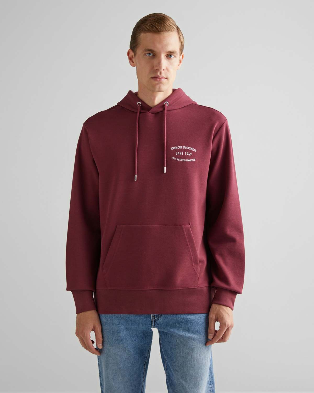 Gant Erkek Bordo Regular Fit Kapüşonlu Logolu Sweatshirt 2015070.638 görsel 5