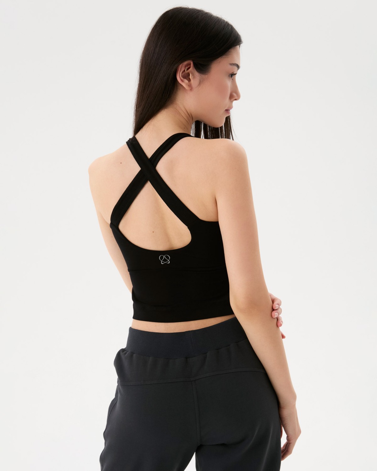 Ayma Active Kadın Kahverengi Halter Half Crop Bluz - EcoVero™ Viskoz, İç Sütyenli, Göğüs Pedli, Halter Yaka, Crop Spor Bluz görsel 2