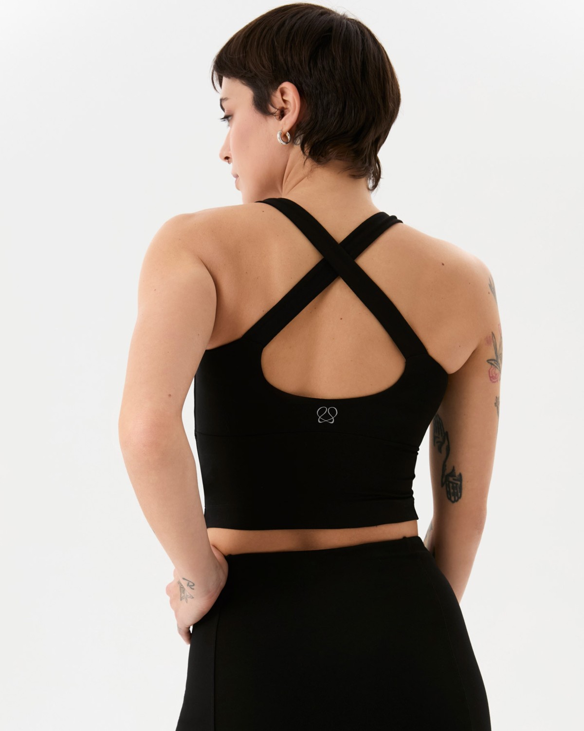 Ayma Active Kadın Kahverengi Halter Half Crop Bluz - EcoVero™ Viskoz, İç Sütyenli, Göğüs Pedli, Halter Yaka, Crop Spor Bluz görsel 5