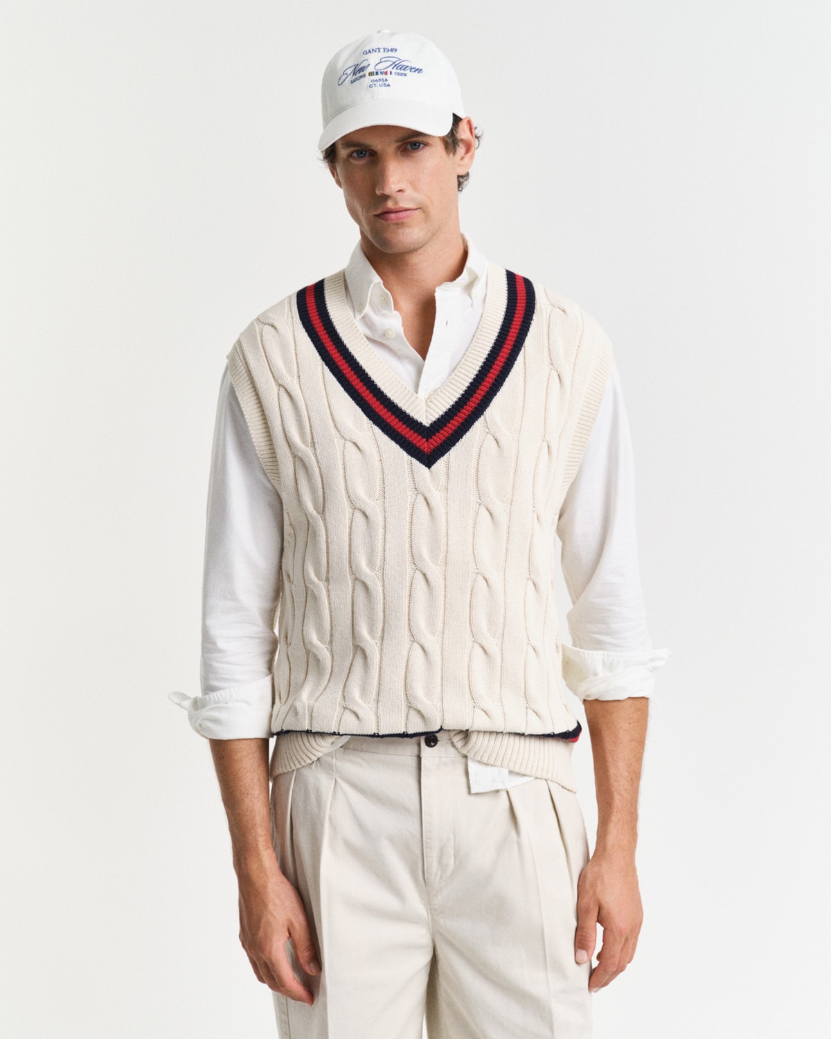 Gant Erkek Krem Relaxed Fit V Yaka Süveter 8040216.130