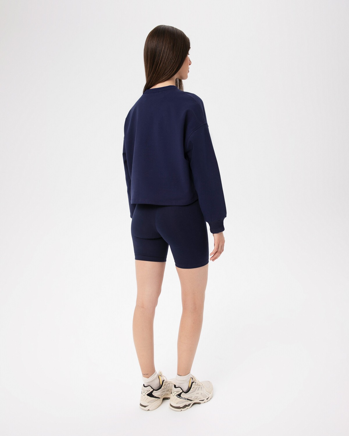 Ayma Active Kadın Lacivert Indigo Basic EasySize Sweatshirt - Uzun Kollu, Basic Fit, Sertifikalı Organik Pamuk, Günlük ve Spor Sweat görsel 2