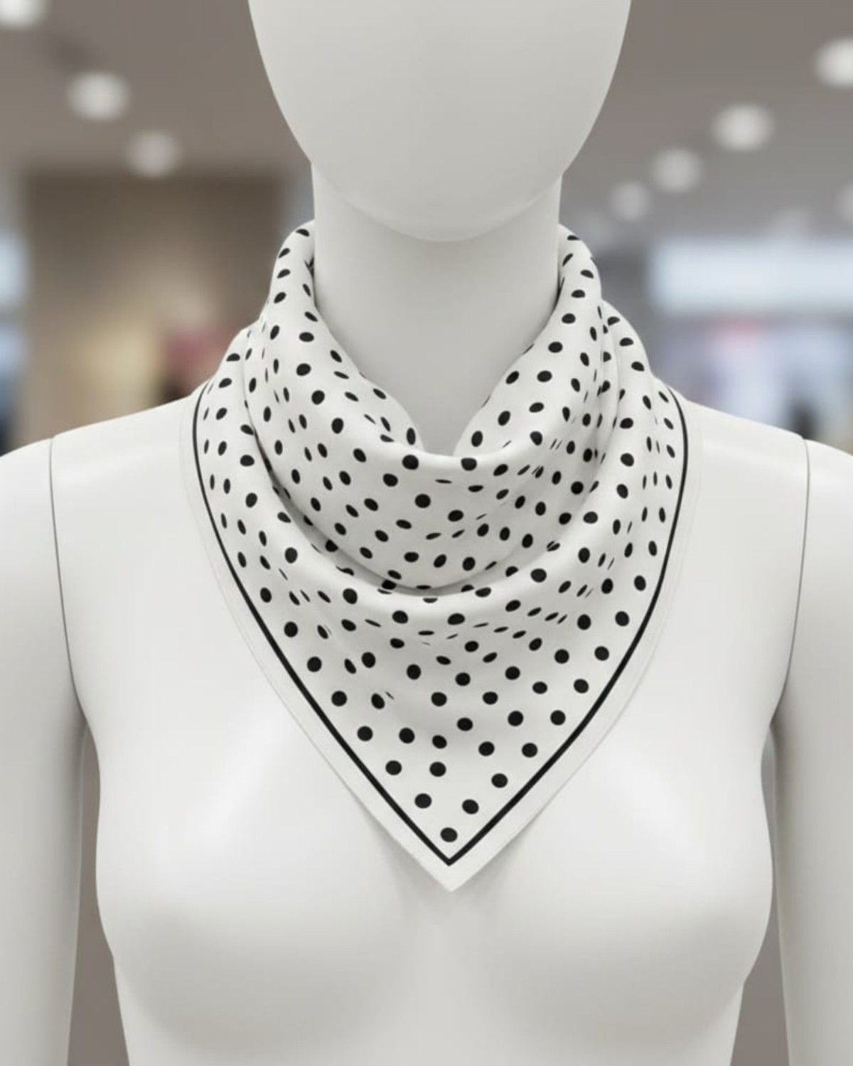 Tarzını Seç Beyaz Puantiyeli Fular Bandana Estascarf 48X48 cm