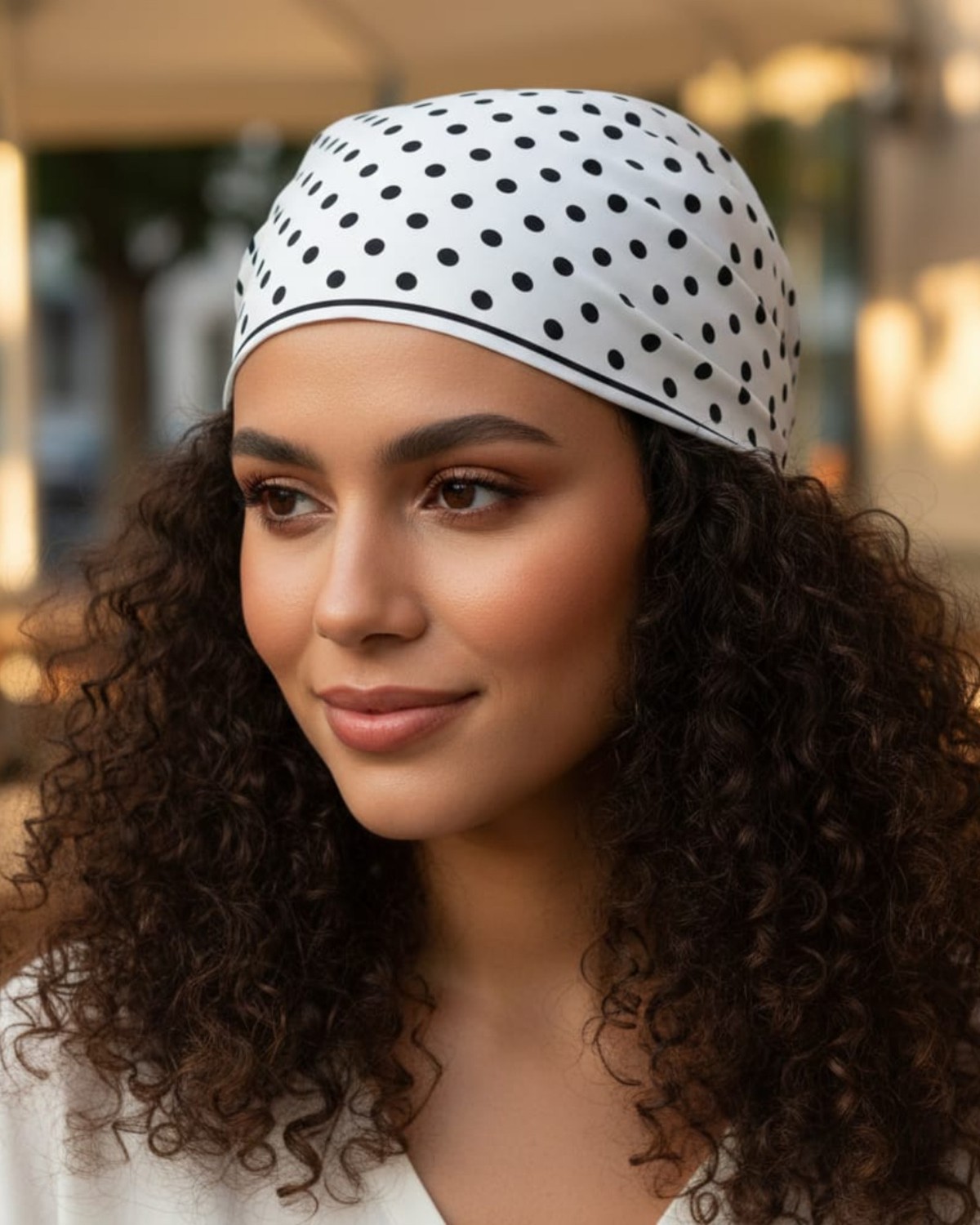 Tarzını Seç Beyaz Puantiyeli Fular Bandana Estascarf 48X48 cm görsel 2