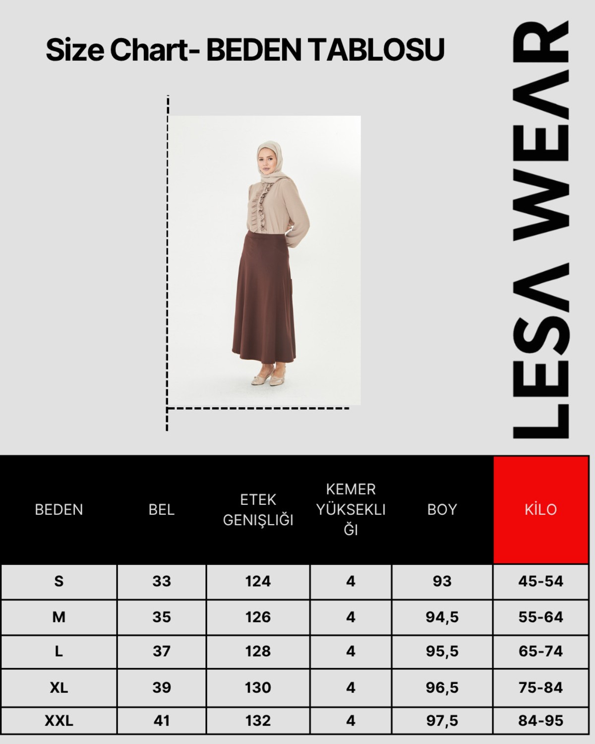 Lesa Wear Dökümlü Puf Kloş Tesettür Etek görsel 2