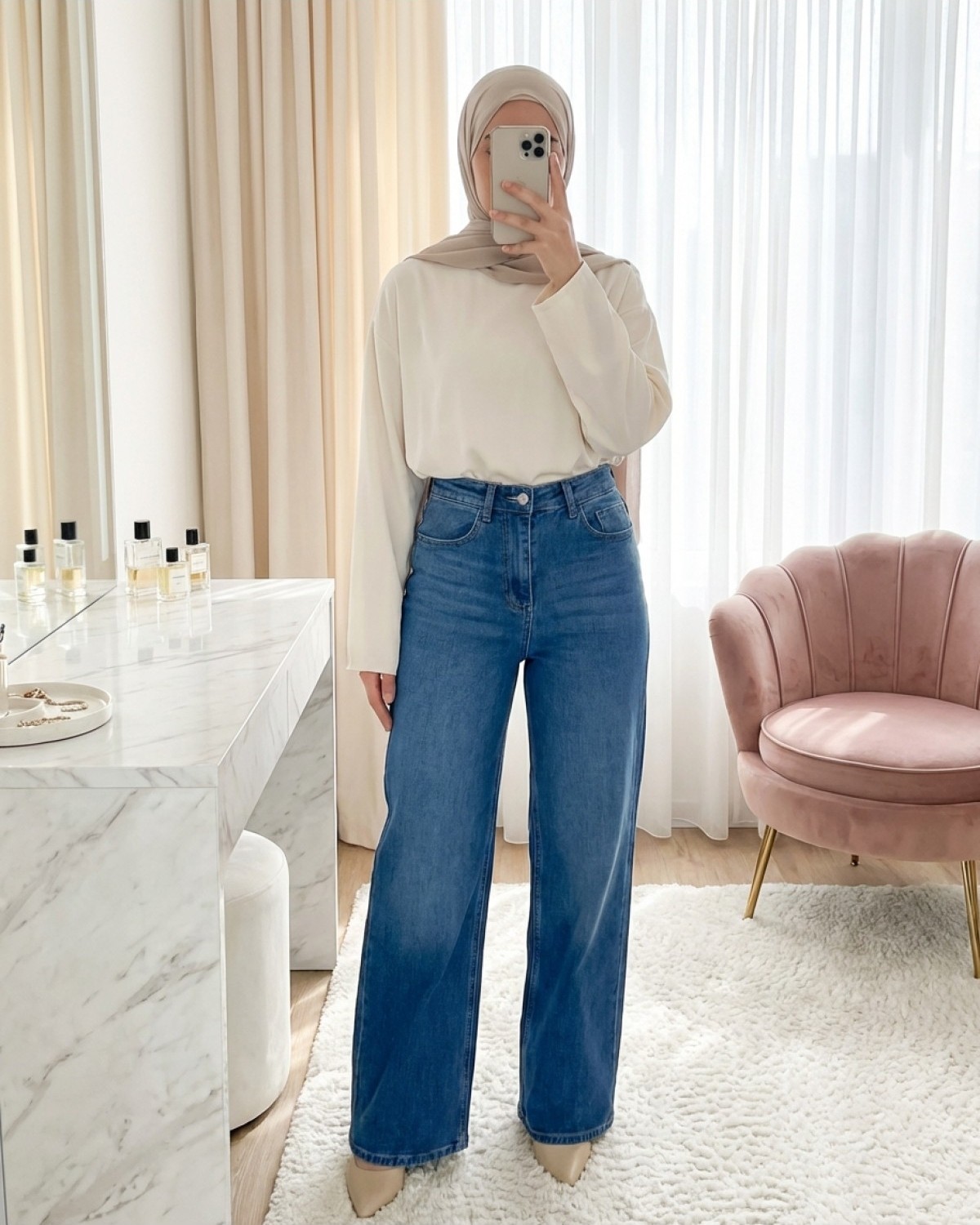 Moda Morfo Cepli Fermuarlı Palazzo Kot Pantolon -Siyah