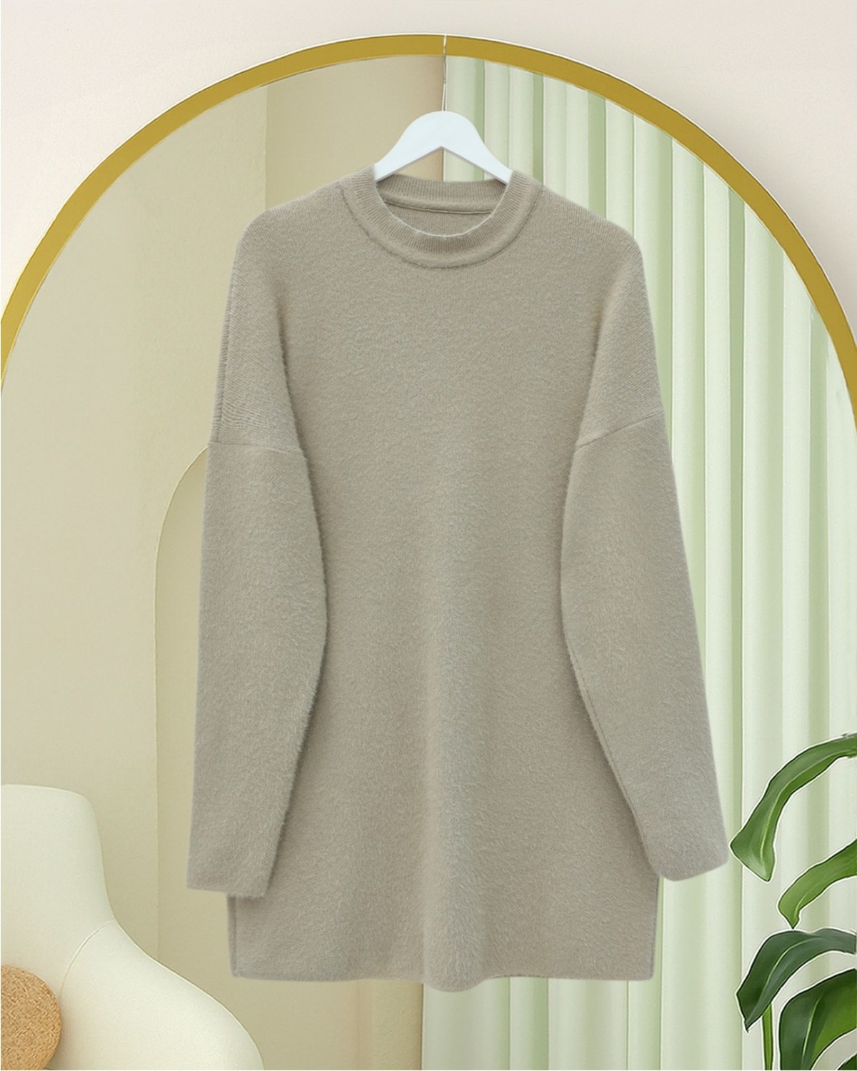 Moda Morfo Sakallı Uzun Salaş Triko Tunik -Siyah görsel 3