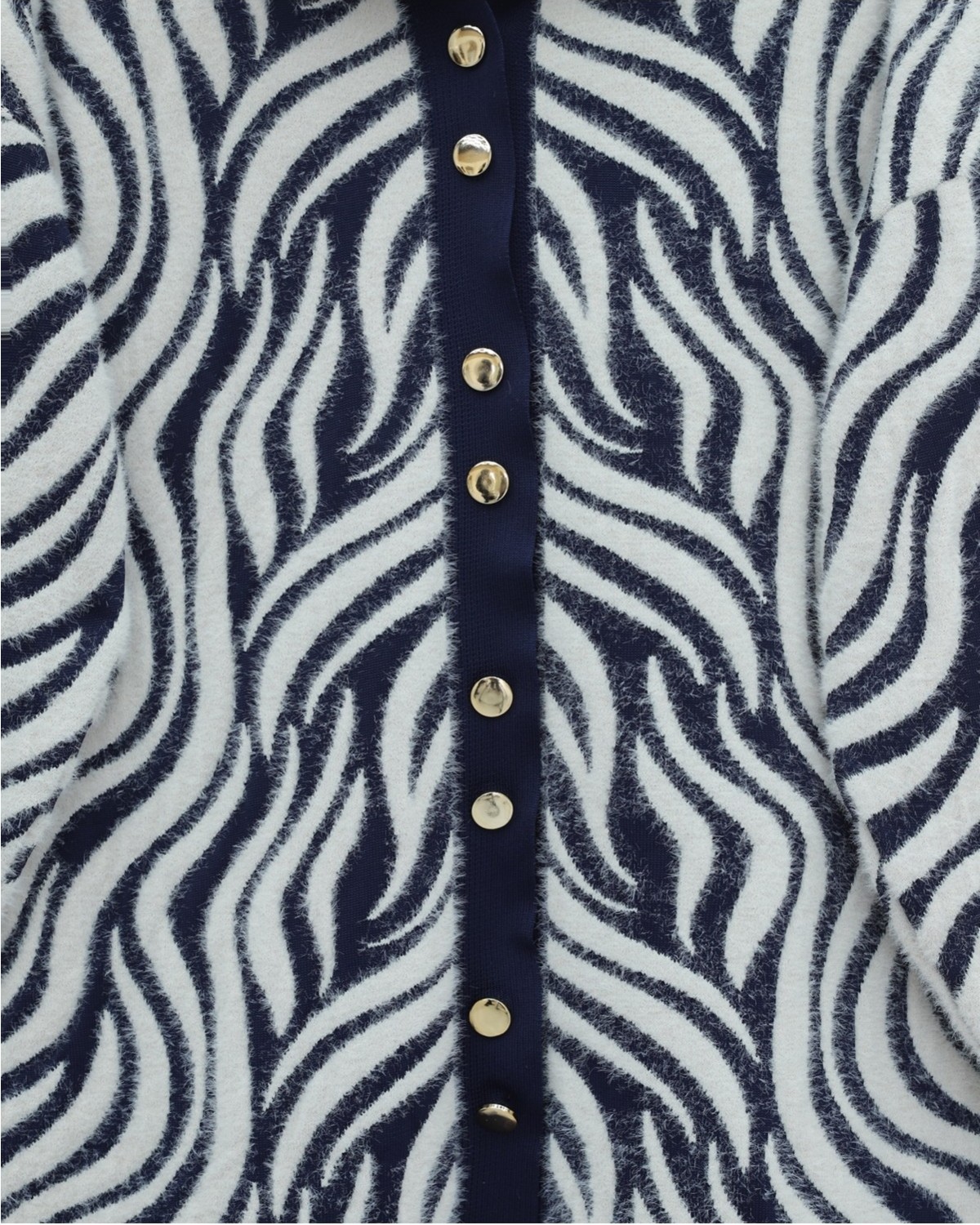 Moda Morfo Düğmeli Zebra Desen Sakallı Triko Hırka -Kahve görsel 5