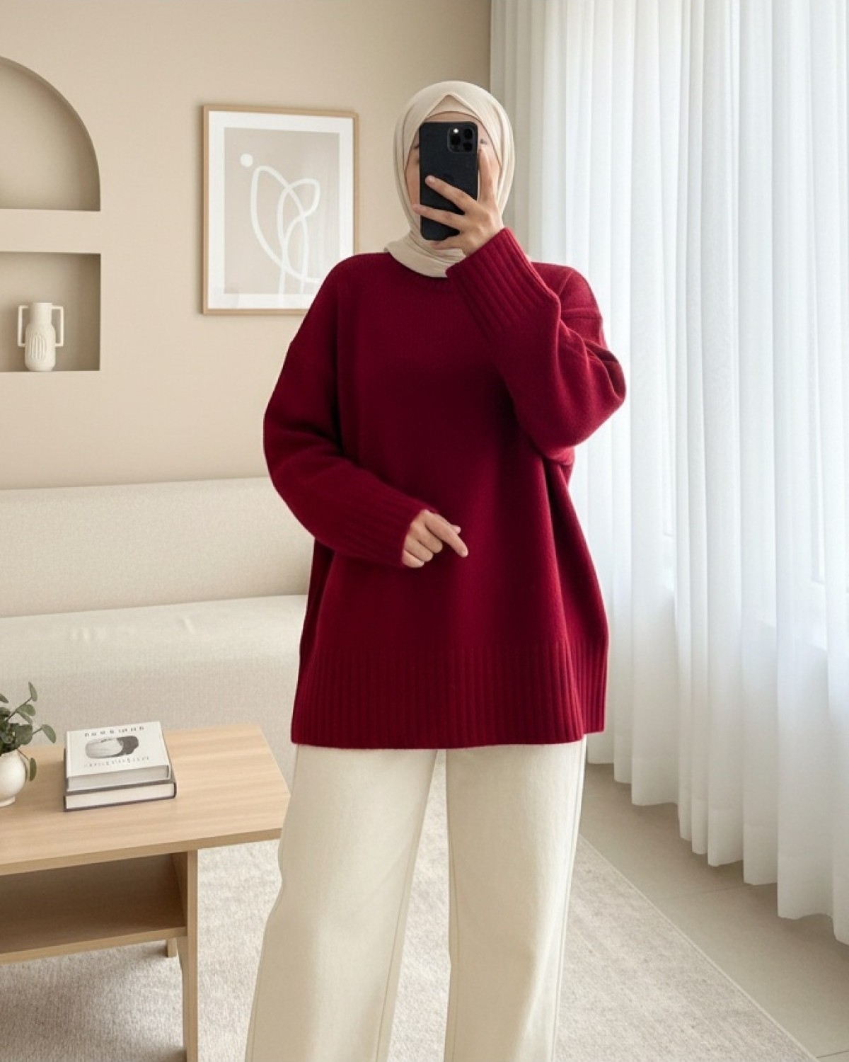 Moda Morfo Bisiklet Yaka Eteği Fitilli Salaş Triko Kazak -Mor