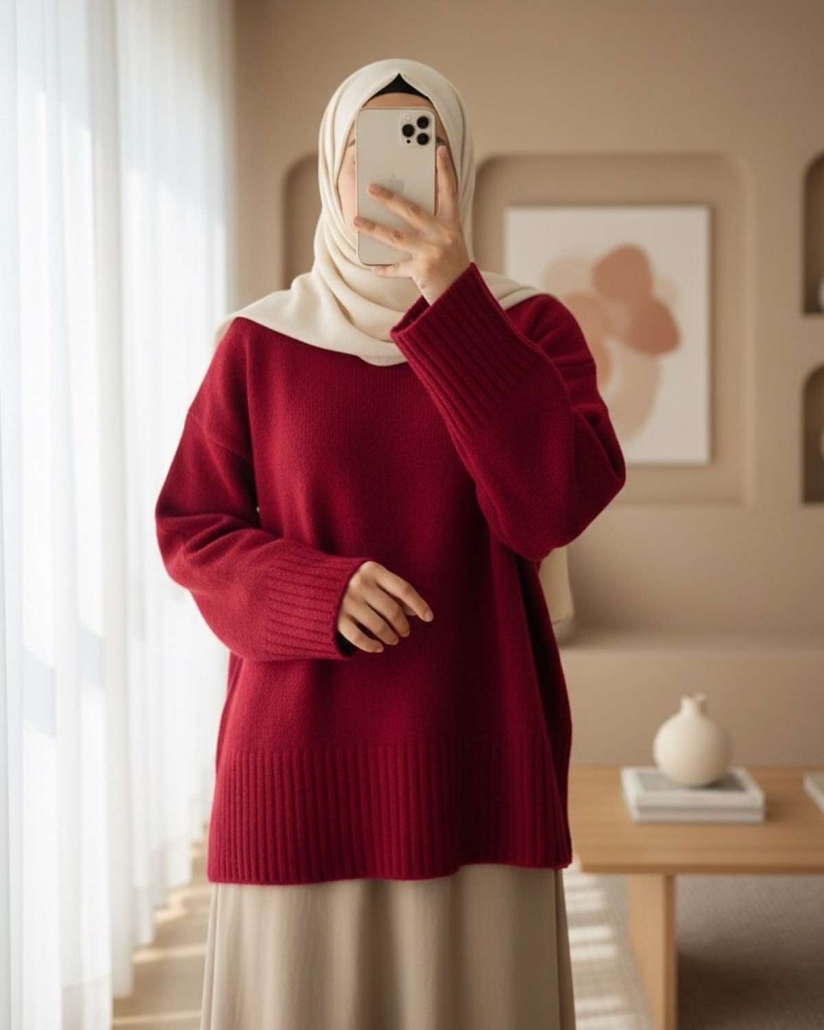 Moda Morfo Bisiklet Yaka Eteği Fitilli Salaş Triko Kazak -Mor görsel 2