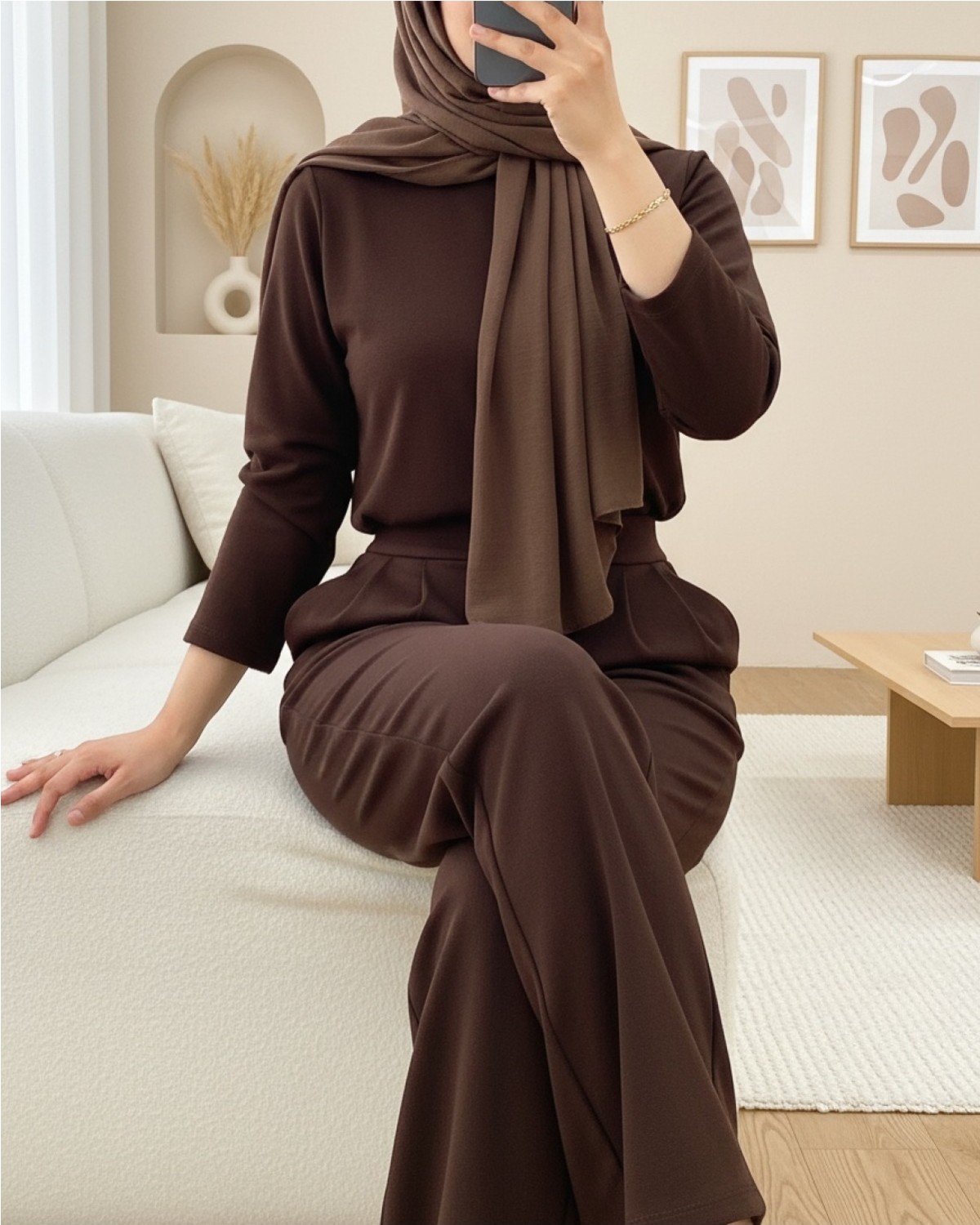 Moda Morfo Beli Cırtcırt Detay Boru Paça Kumaş Pantalon -Beyaz görsel 2