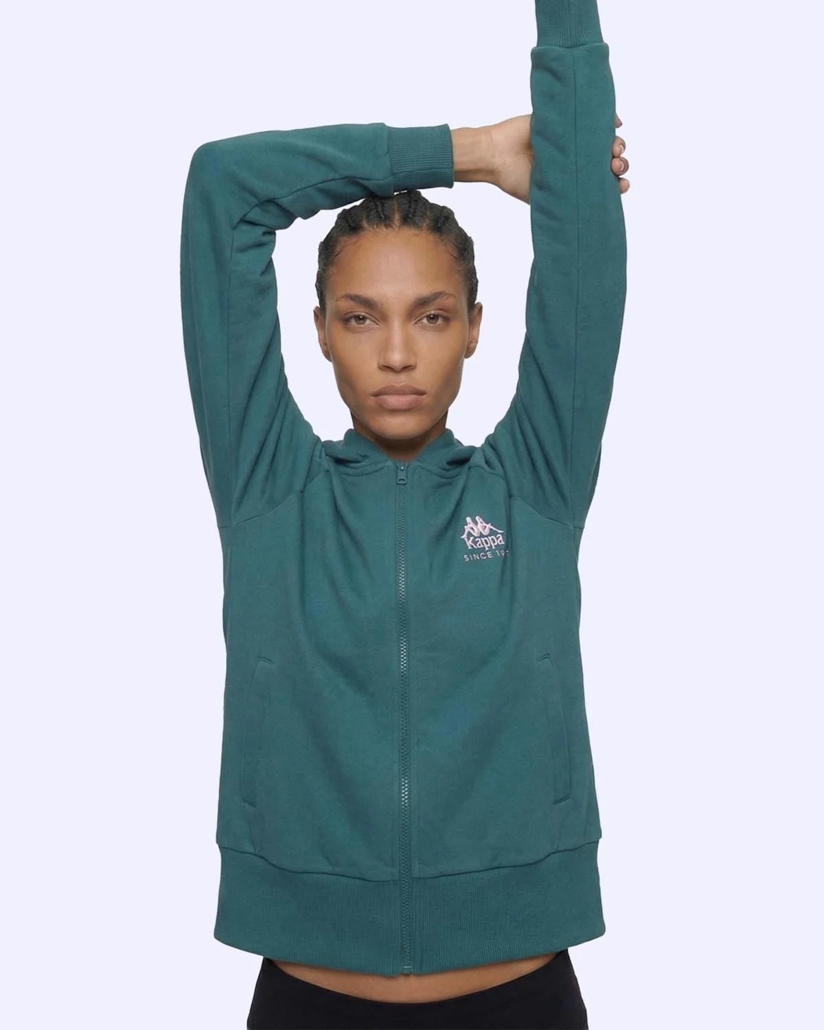 Kappa Milas Full Zip Kadın Yeşil Regular Fermuarlı Eşofman Üstü görsel 7