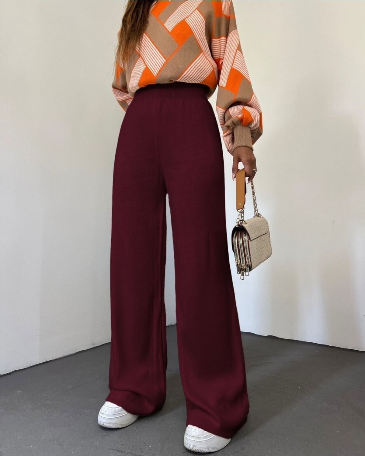 Moda Morfo Salaş Triko Pantolon -Siyah görsel 2