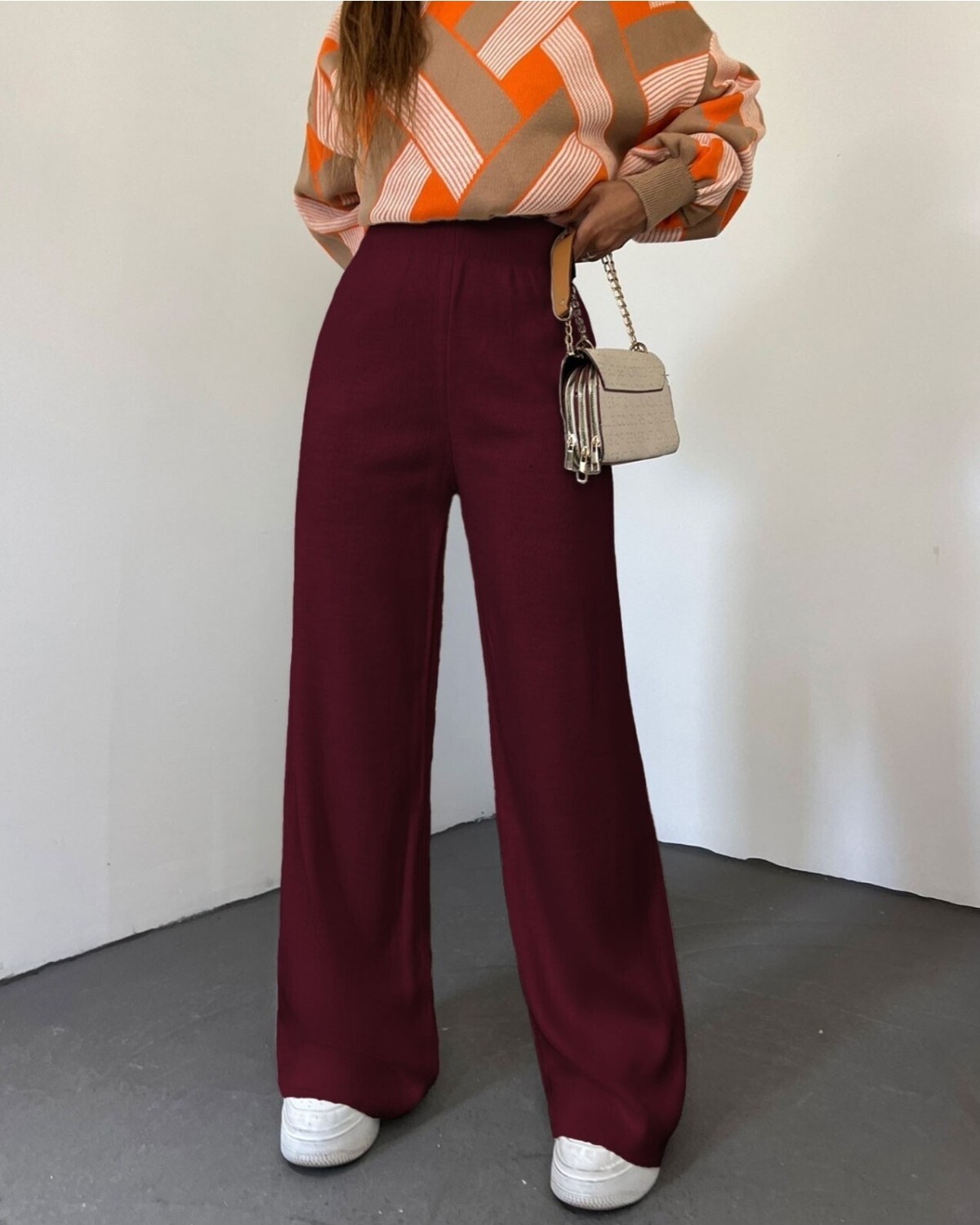 Moda Morfo Salaş Triko Pantolon -Siyah görsel 3