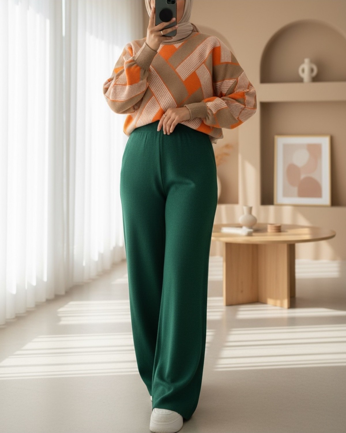 Moda Morfo Salaş Triko Pantolon -Siyah görsel 5