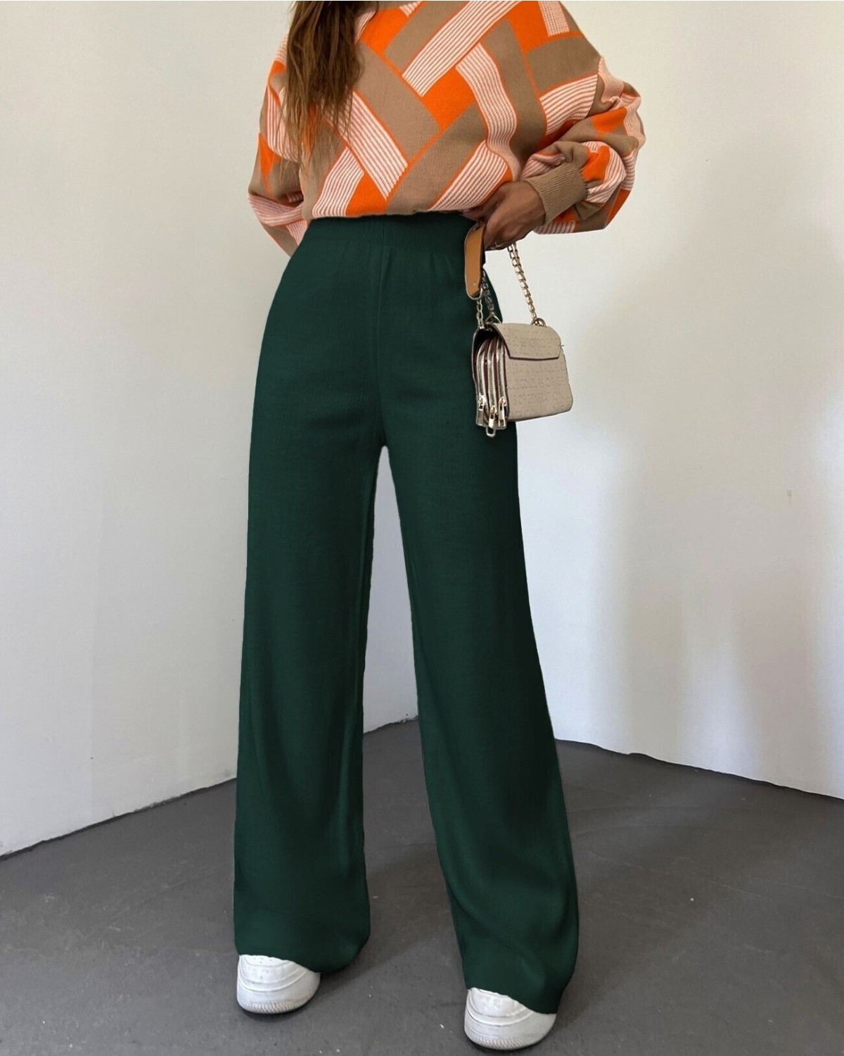 Moda Morfo Salaş Triko Pantolon -Siyah görsel 7