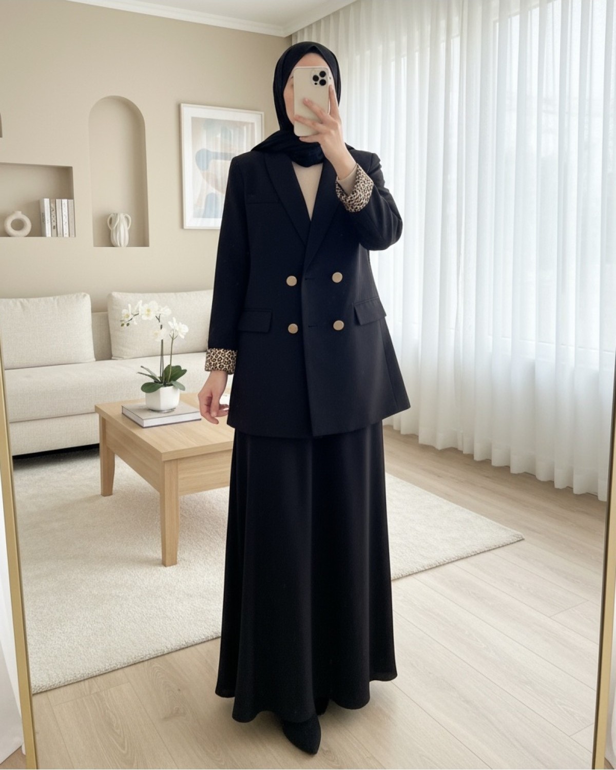 Moda Morfo Cep Detaylı Çift Düğmeli Blazer Ceket -Siyah