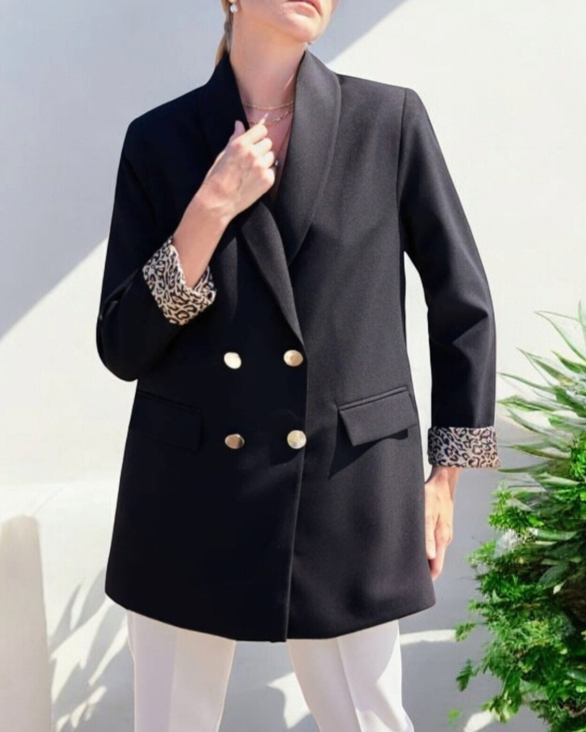 Moda Morfo Cep Detaylı Çift Düğmeli Blazer Ceket -Siyah görsel 3