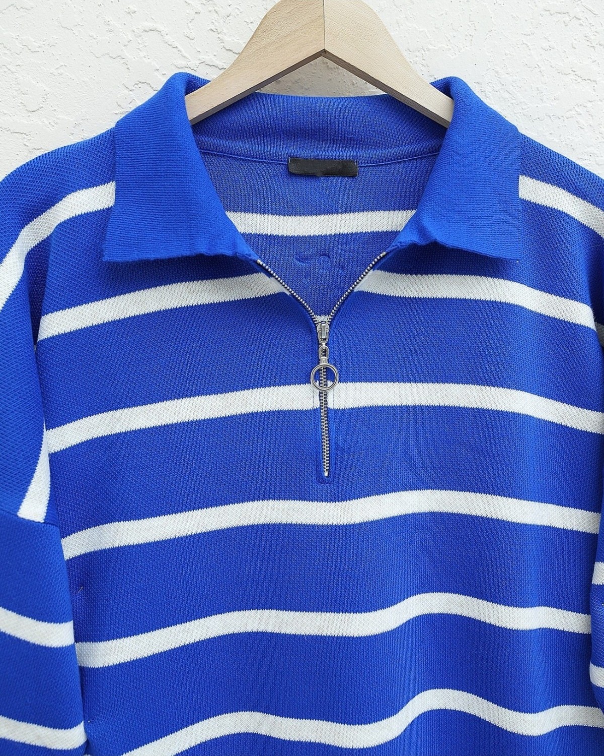 Moda Morfo Polo Yaka Fermuarlı Triko Tunik -Saks görsel 4
