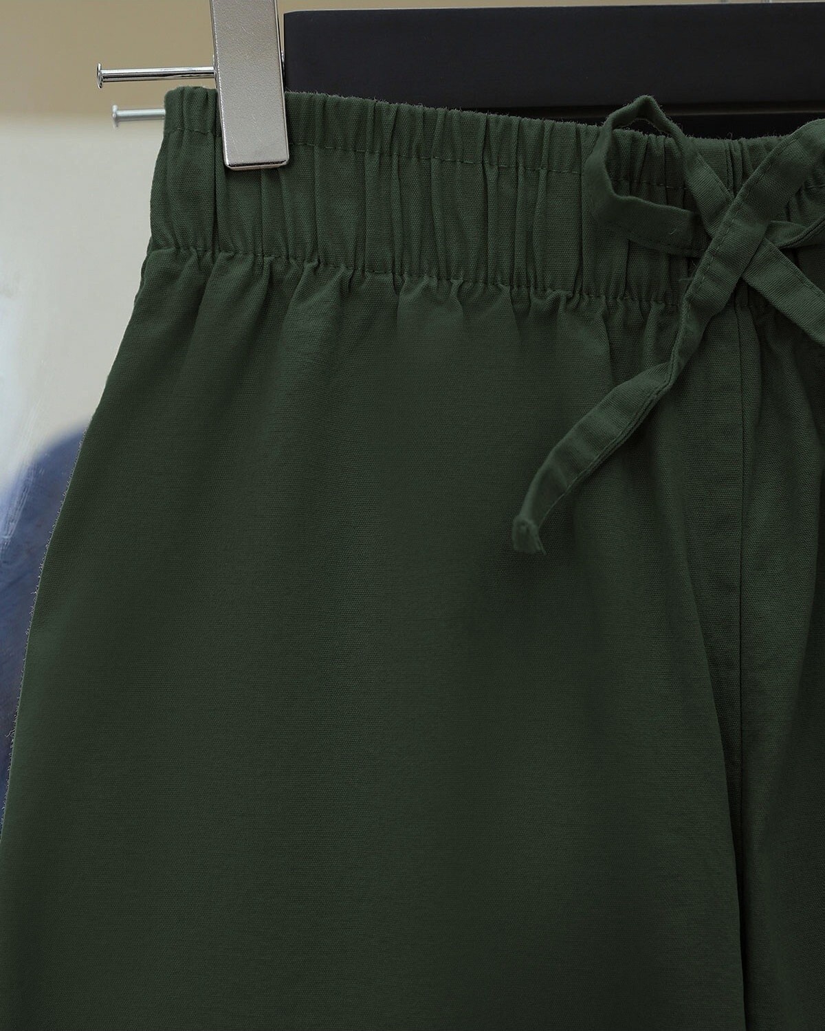 Moda Morfo Bağcık Detaylı Bol Paça Beli Lastikli Keten Pantolon -Kahve görsel 3